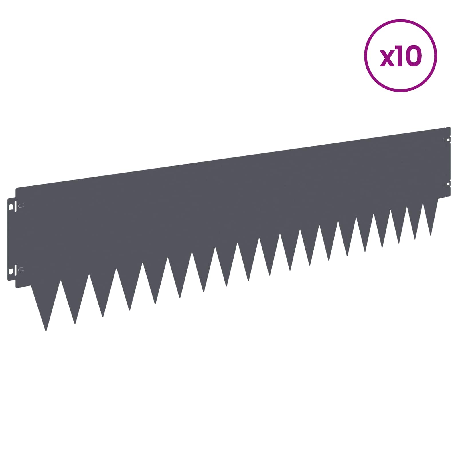 Περίγραμμα γκαζόν 10 pcs 103 x 25 εκ μέταλλο Ανθρακί