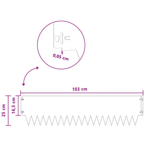 Περίγραμμα γκαζόν 10 pcs 103 x 25 εκ μέταλλο Λαδί - Pakobazaar
