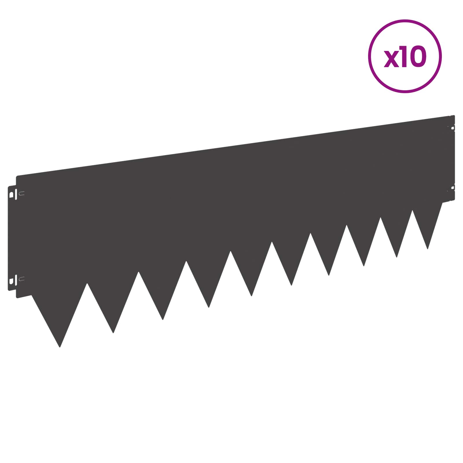 Περίγραμμα γκαζόν 10 pcs 103 x 30 εκ μέταλλο Μαύρο