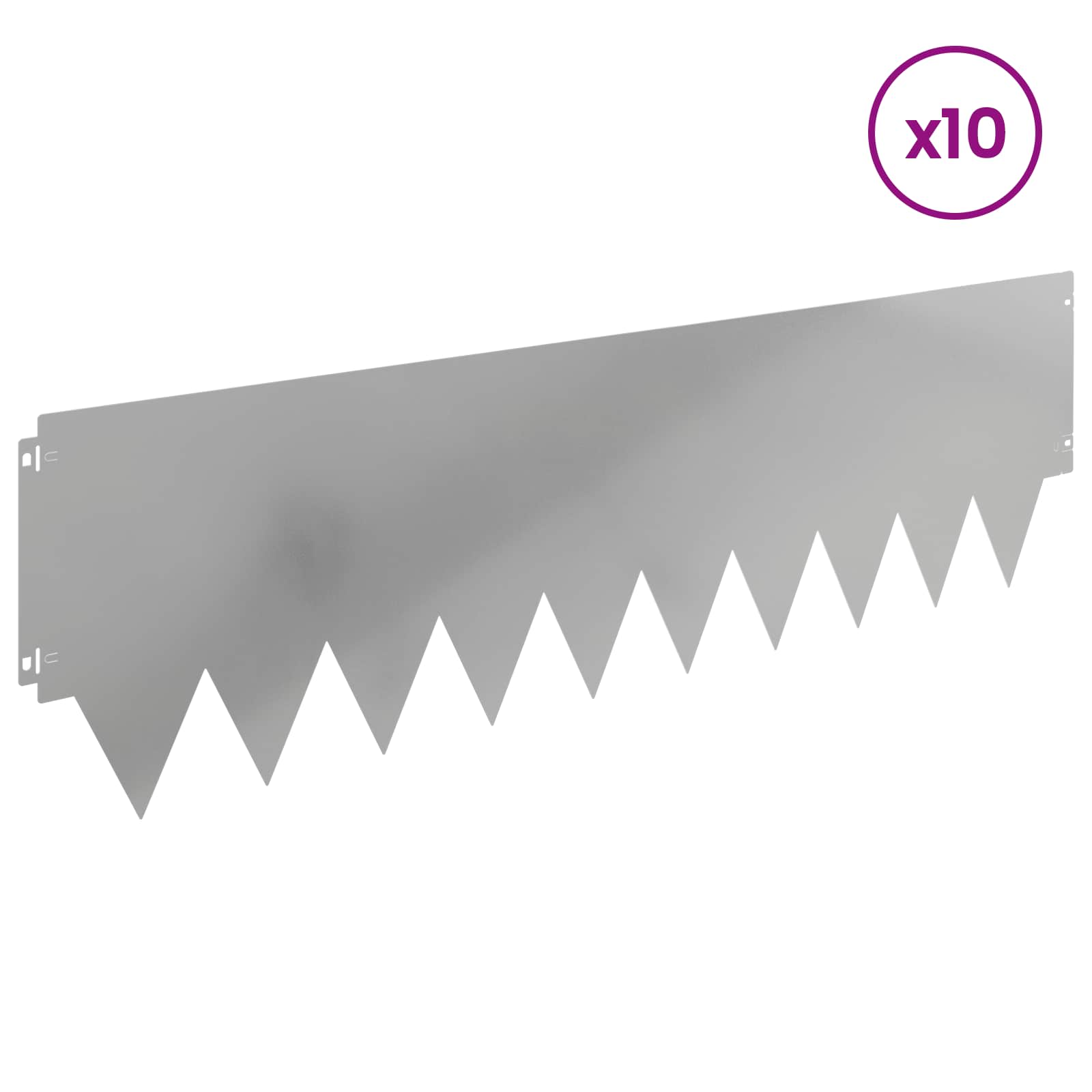 Περίγραμμα γκαζόν 10 pcs 103 x 30 εκ μέταλλο Ασημί