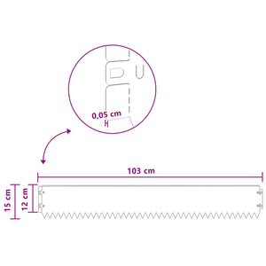 Περίγραμμα γκαζόν 10 pcs 103 x 15 εκ Ατσάλι Ανθρακί - Pakobazaar