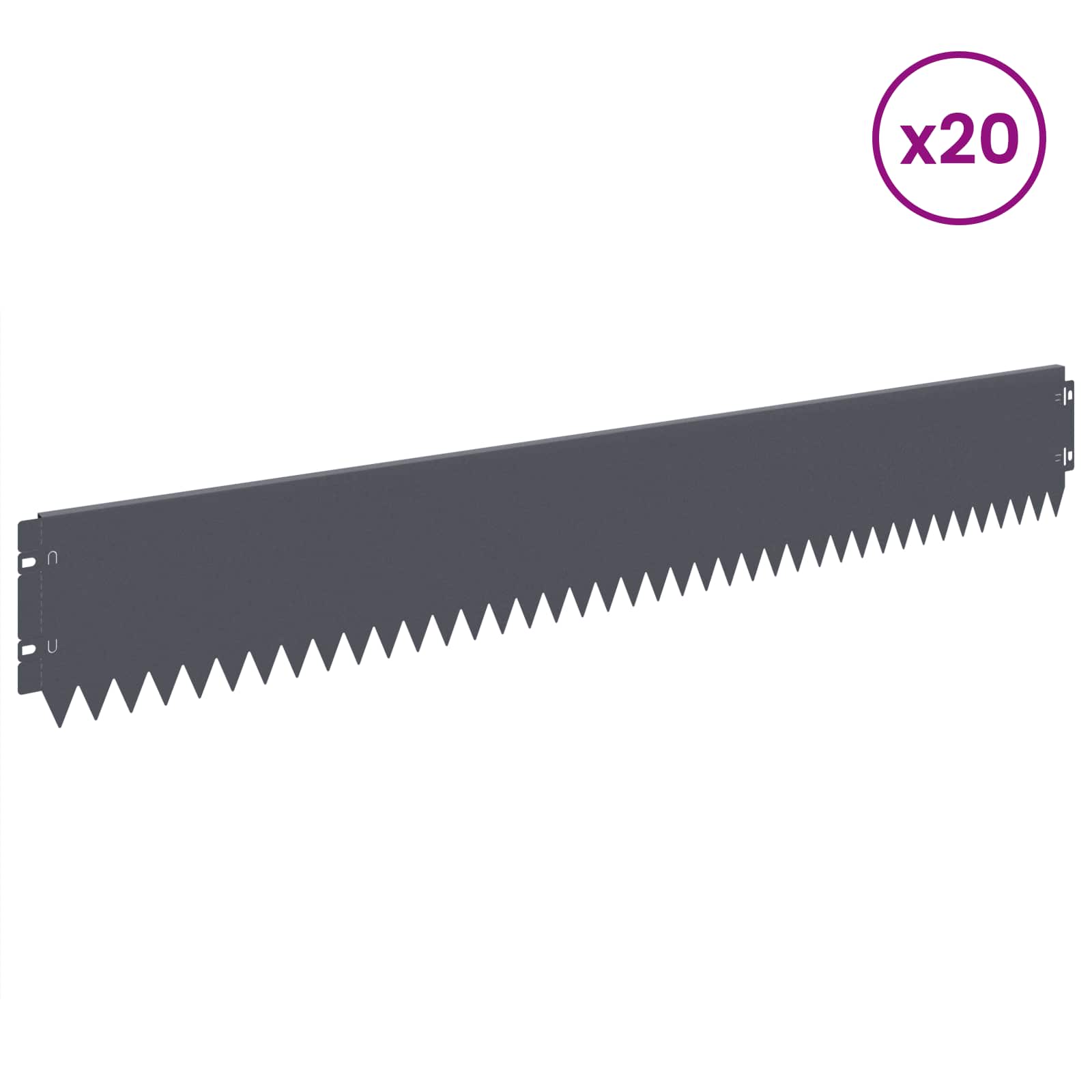 Περίγραμμα γκαζόν 20 pcs 103 x 15 εκ Ατσάλι Ανθρακί - Pakobazaar