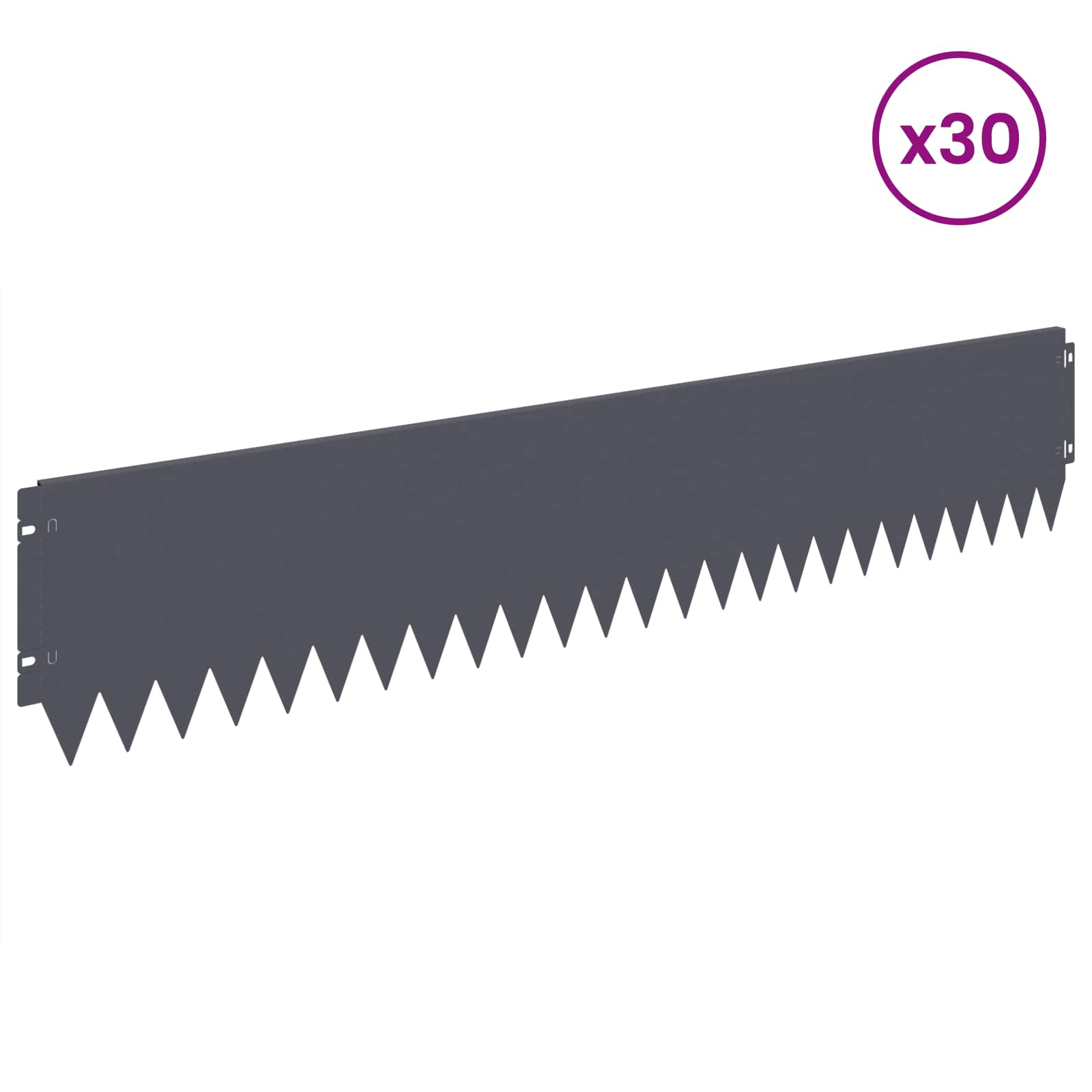 Περίγραμμα γκαζόν 30 pcs 103 x 20 εκ Ατσάλι Ανθρακί
