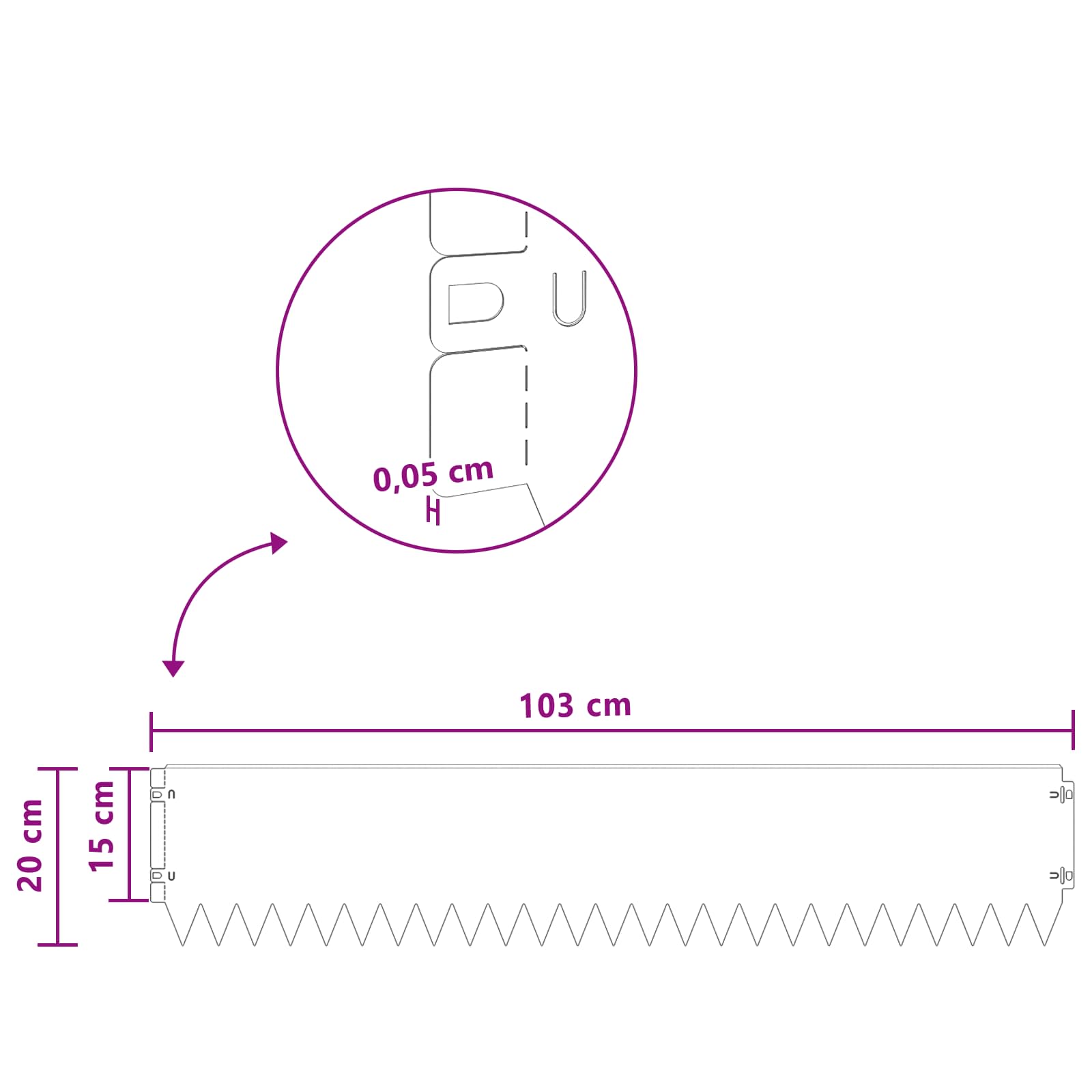 Περίγραμμα γκαζόν 20 pcs 103 x 20 εκ Ατσάλι Ασημί