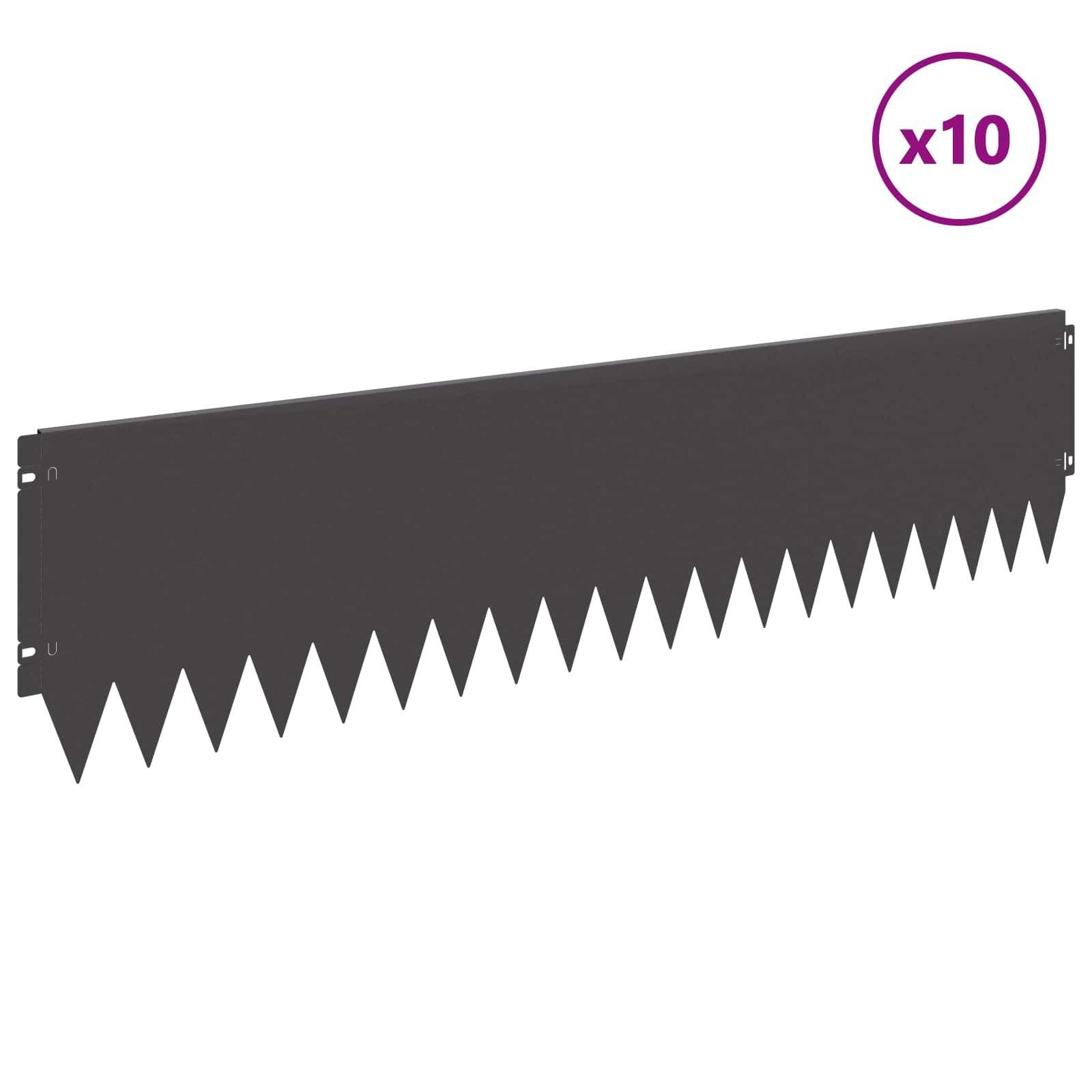 Περίγραμμα γκαζόν 10 pcs 103 x 25 εκ Ατσάλι Μαύρο