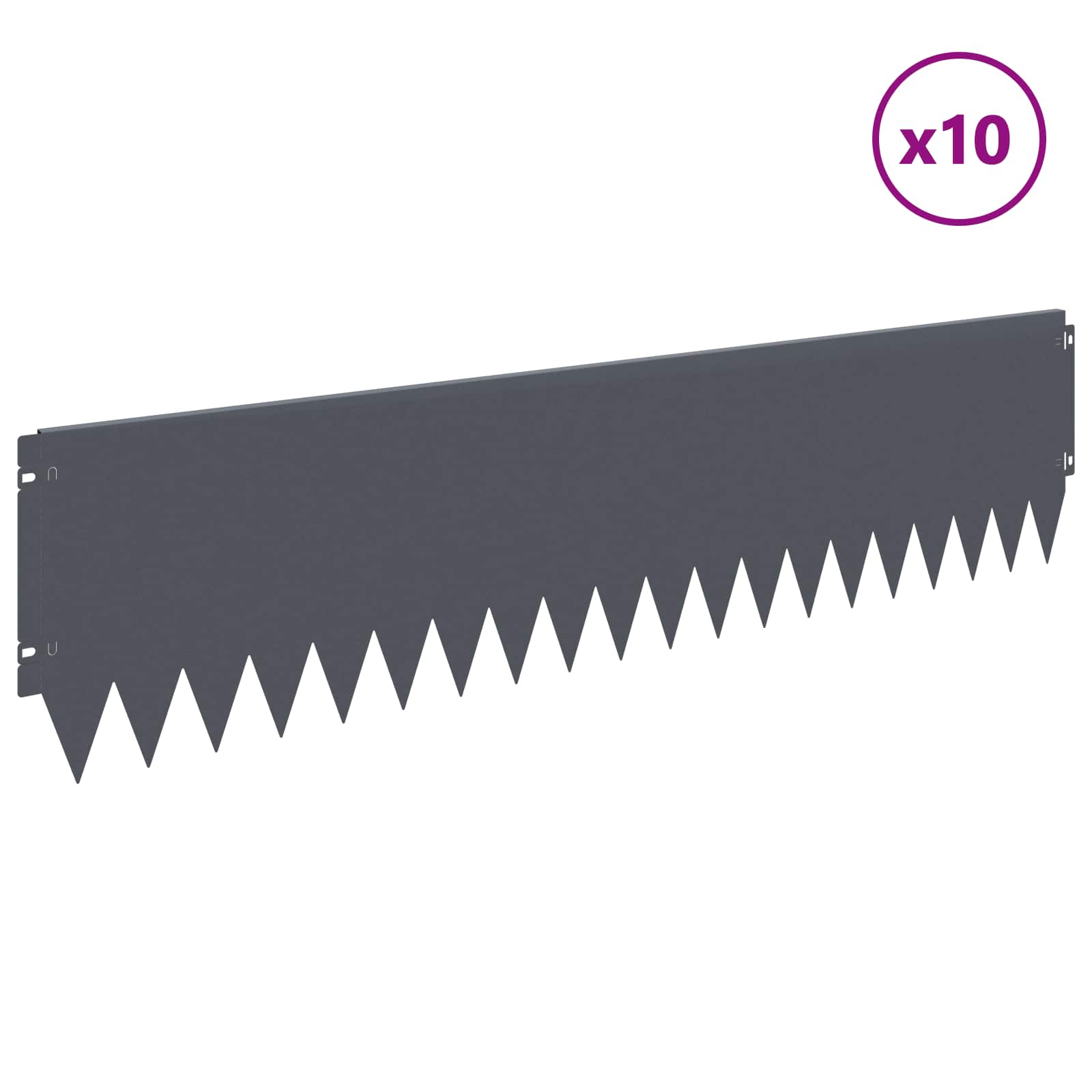 Περίγραμμα γκαζόν 10 pcs 103 x 25 εκ Ατσάλι Ανθρακί