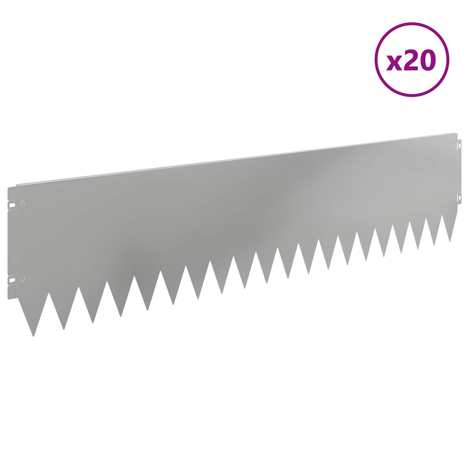 Περίγραμμα γκαζόν 20 pcs 103 x 25 εκ Ατσάλι Ασημί