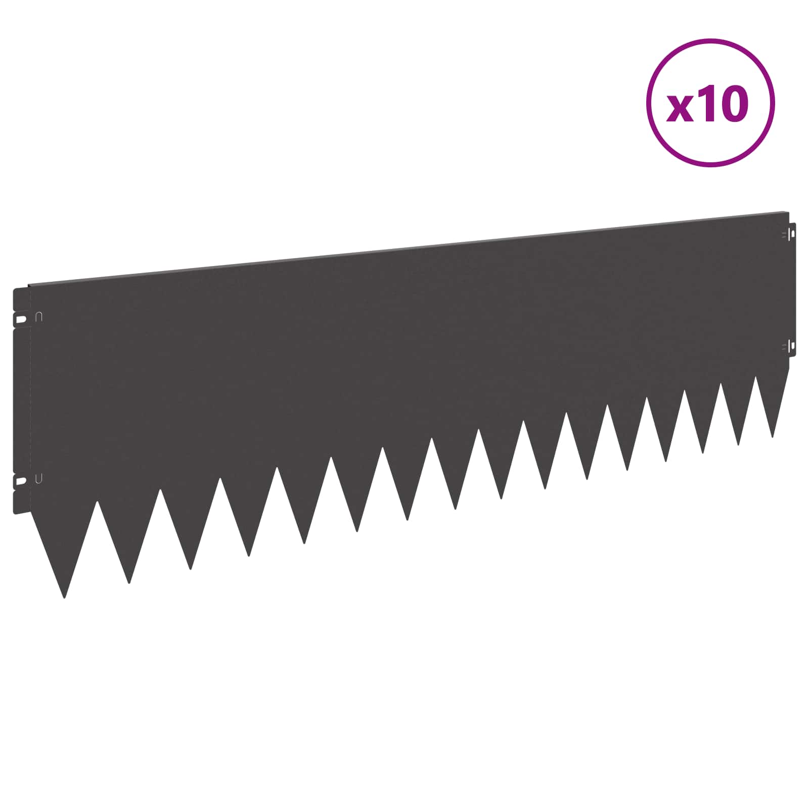 Περίγραμμα γκαζόν 10 pcs 103 x 30 εκατοστά Ατσάλι Μαύρο