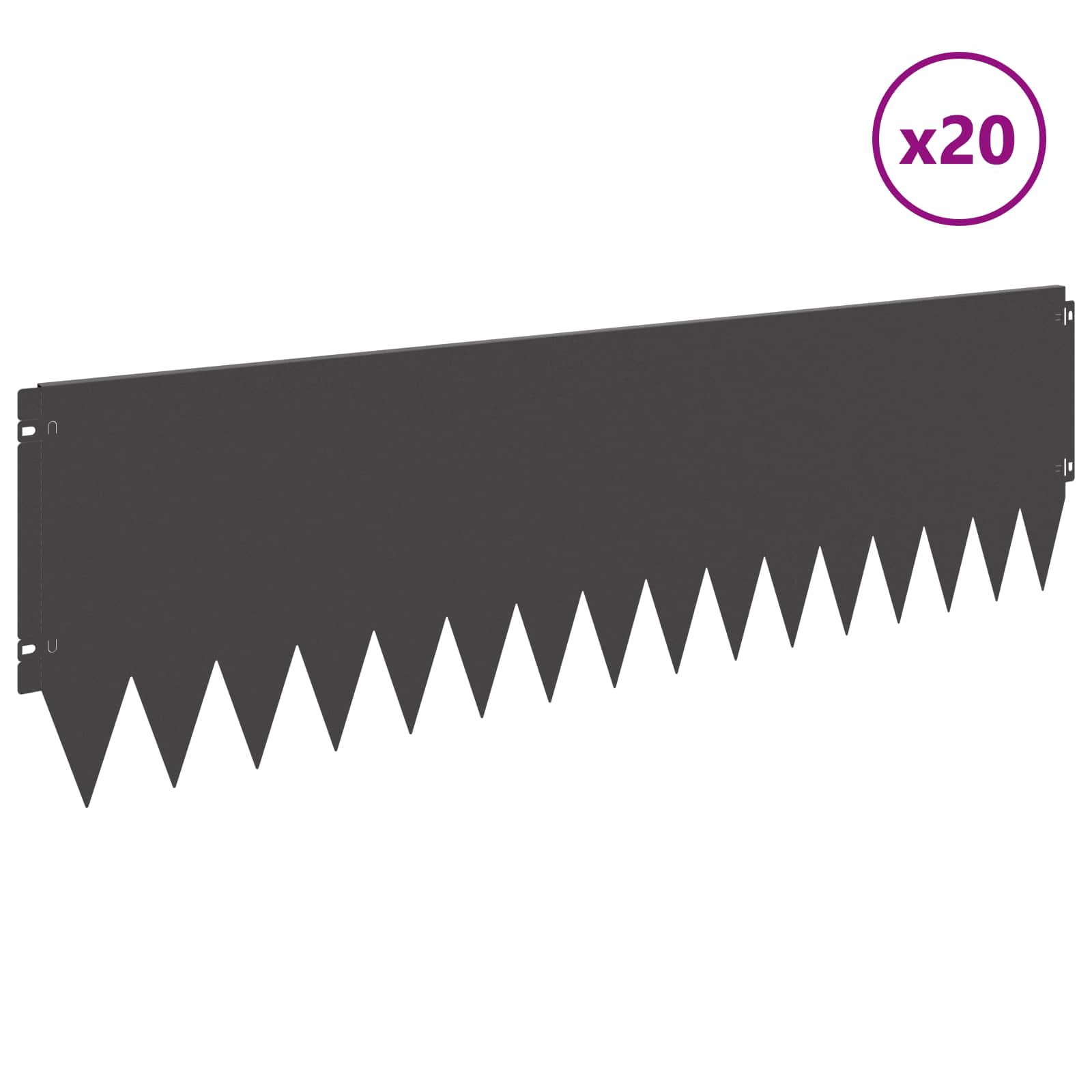 Περίγραμμα γκαζόν 20 pcs 103 x 30 εκατοστά Ατσάλι Μαύρο