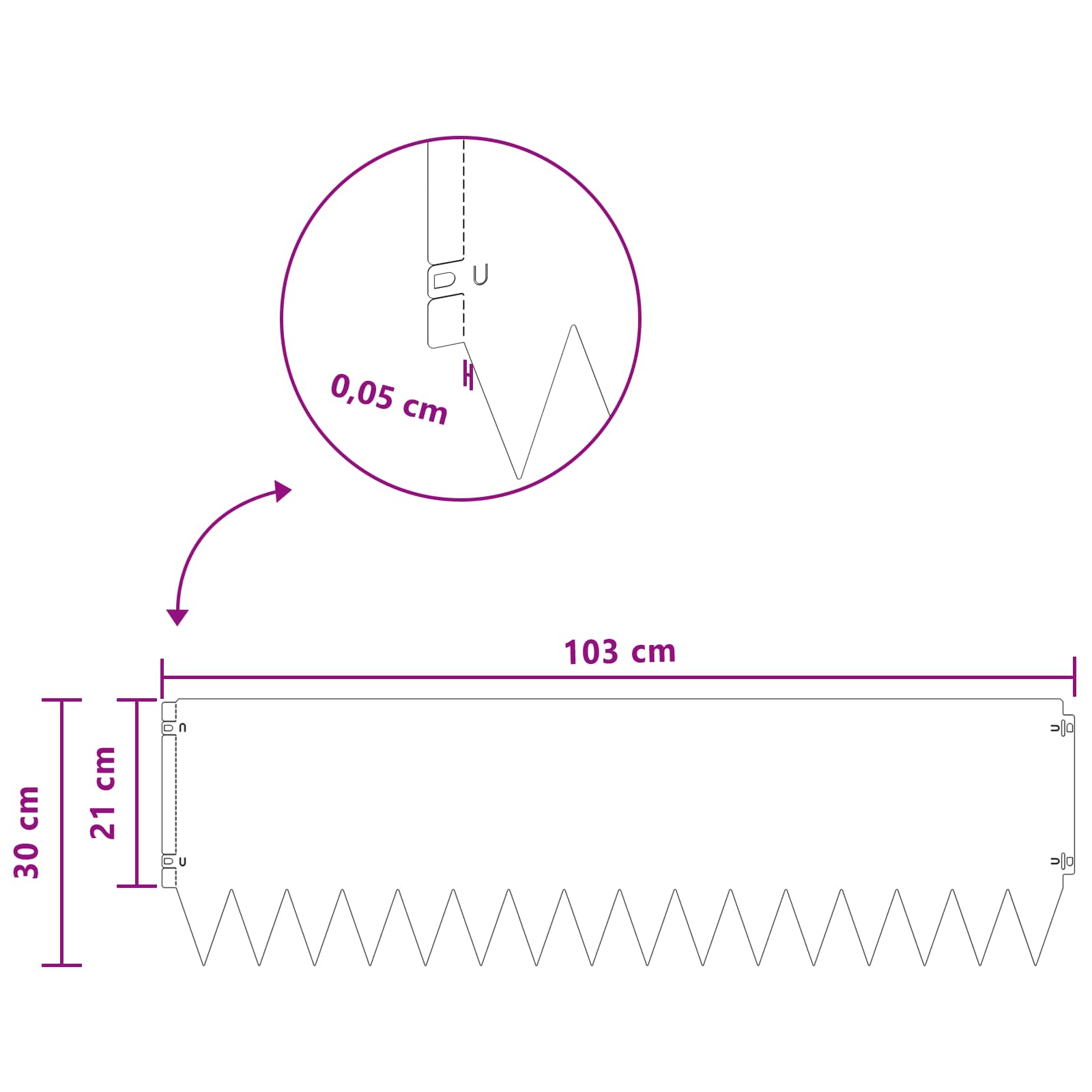 Περίγραμμα γκαζόν 10 pcs 103 x 30 εκατοστά Ατσάλι Ανθρακί