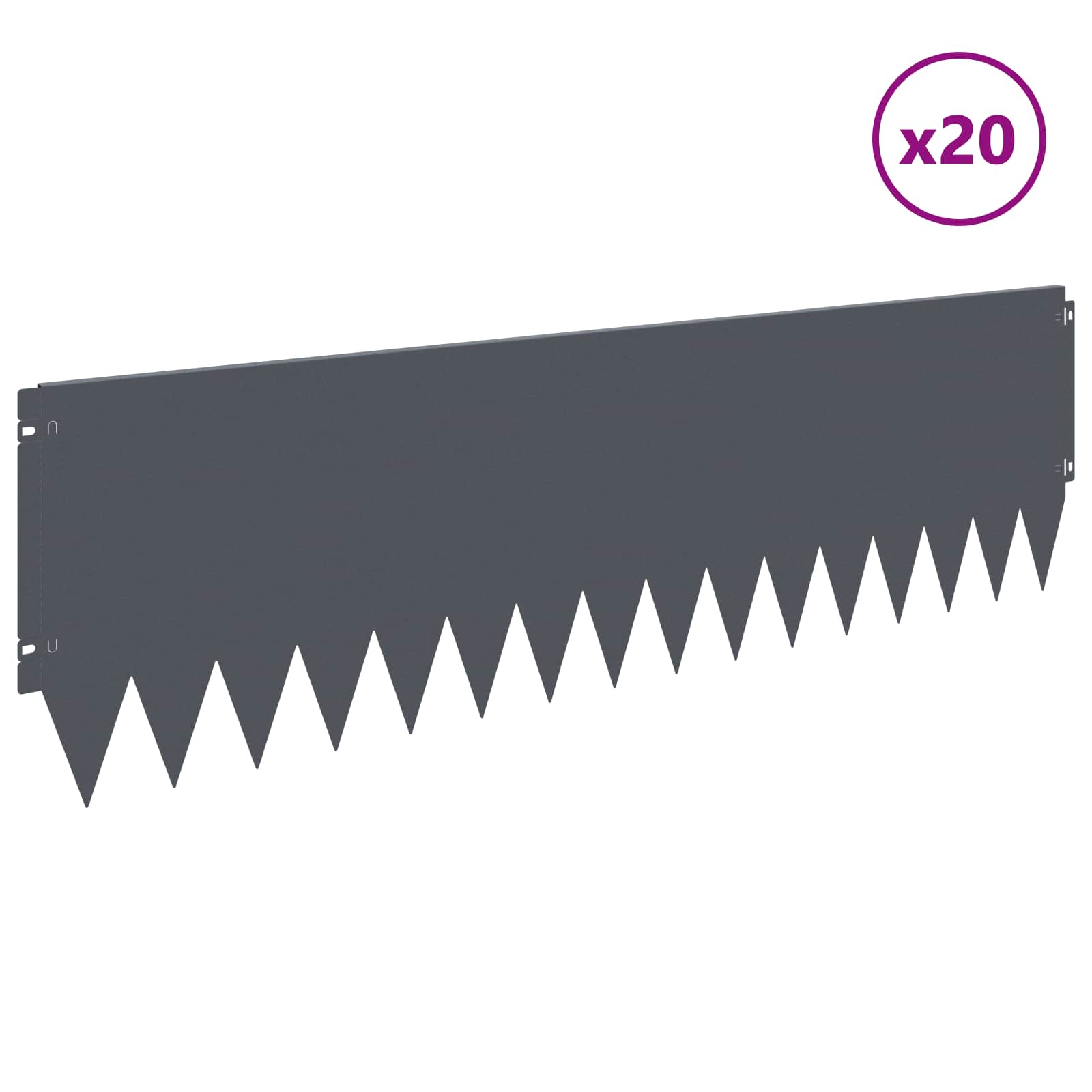Περίγραμμα γκαζόν 20 pcs 103 x 30 εκατοστά Ατσάλι Ανθρακί