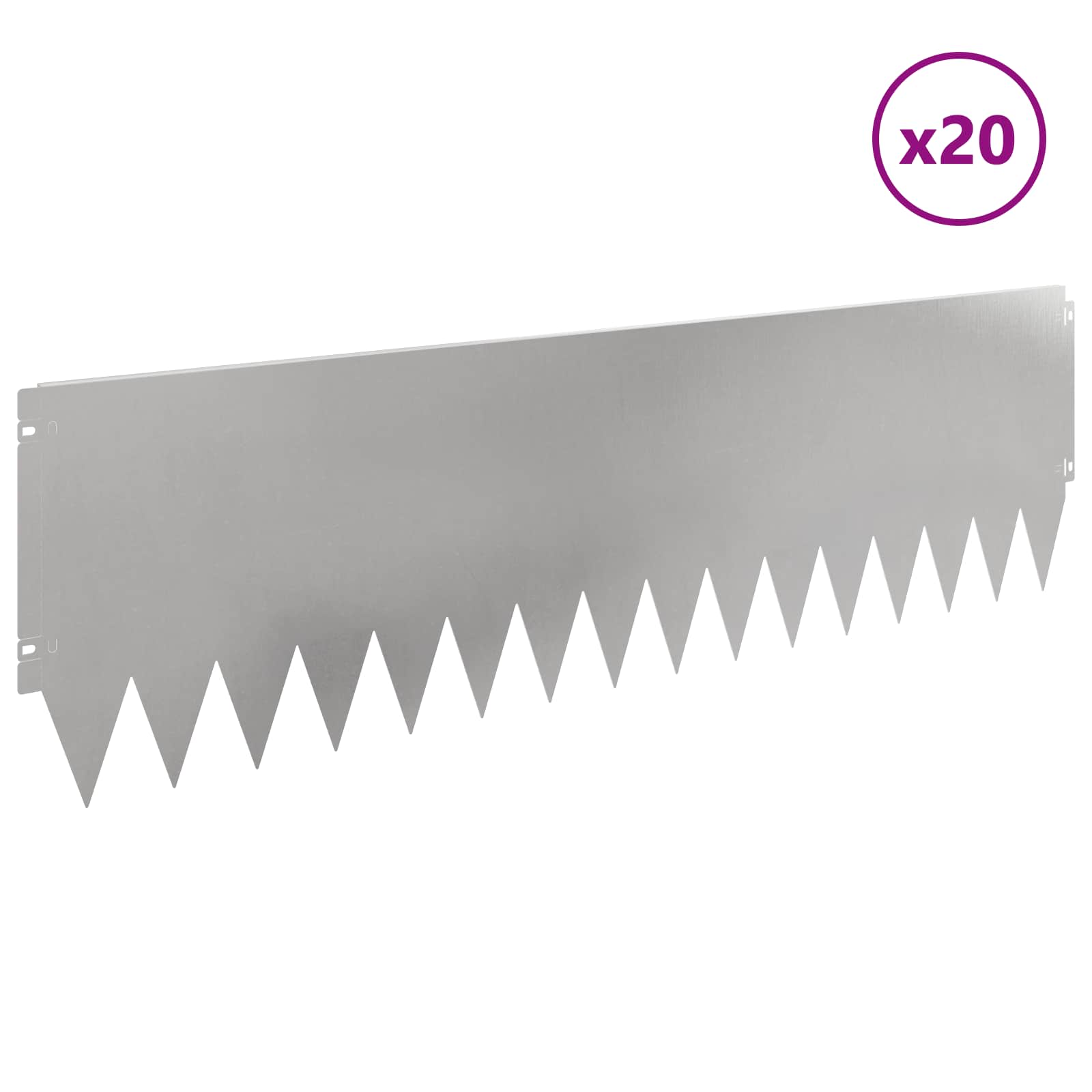 Περίγραμμα γκαζόν 20 pcs 103 x 30 εκατοστά Ατσάλι Ασημί