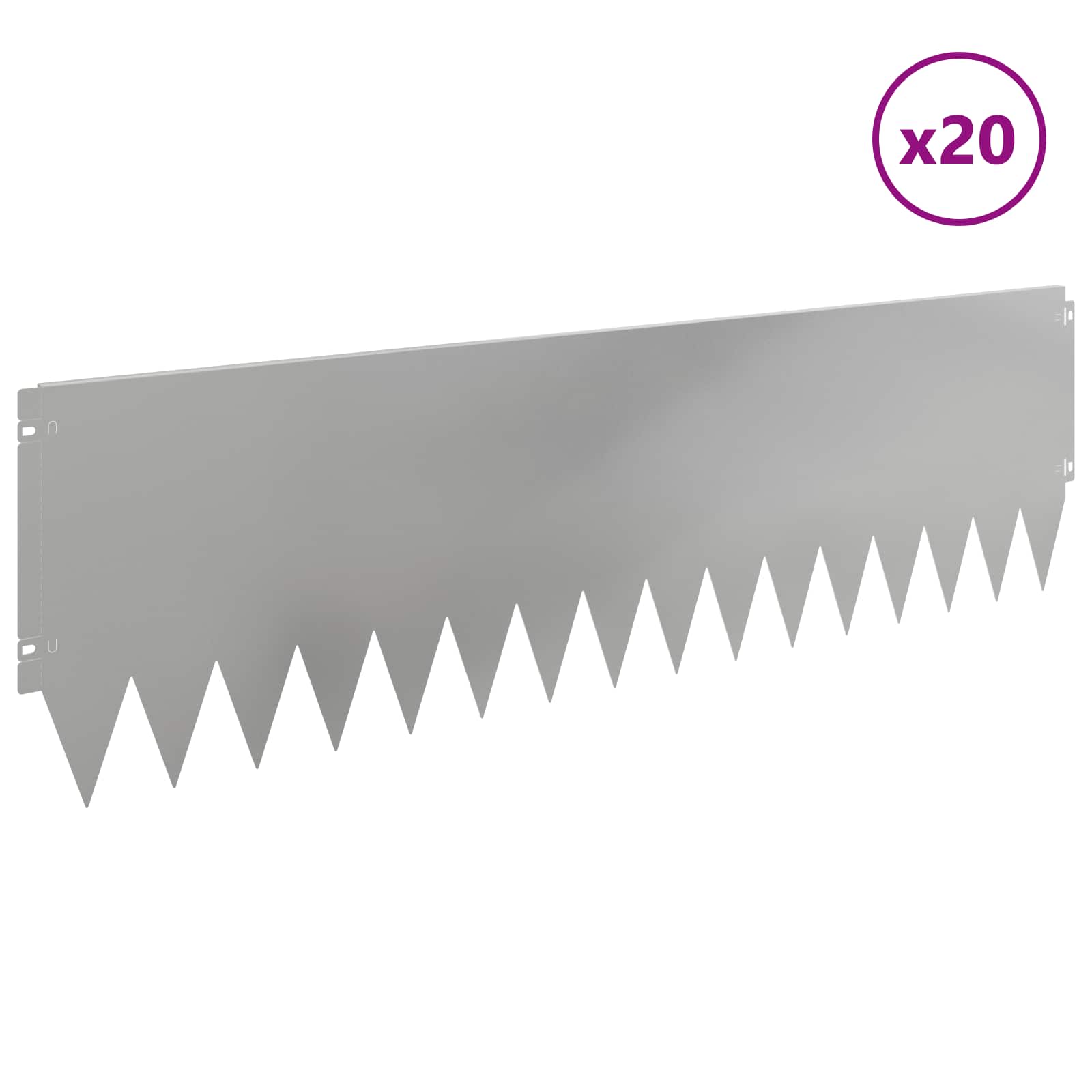 Περίγραμμα γκαζόν 20 pcs 103 x 30 εκατοστά Ατσάλι Ασημί