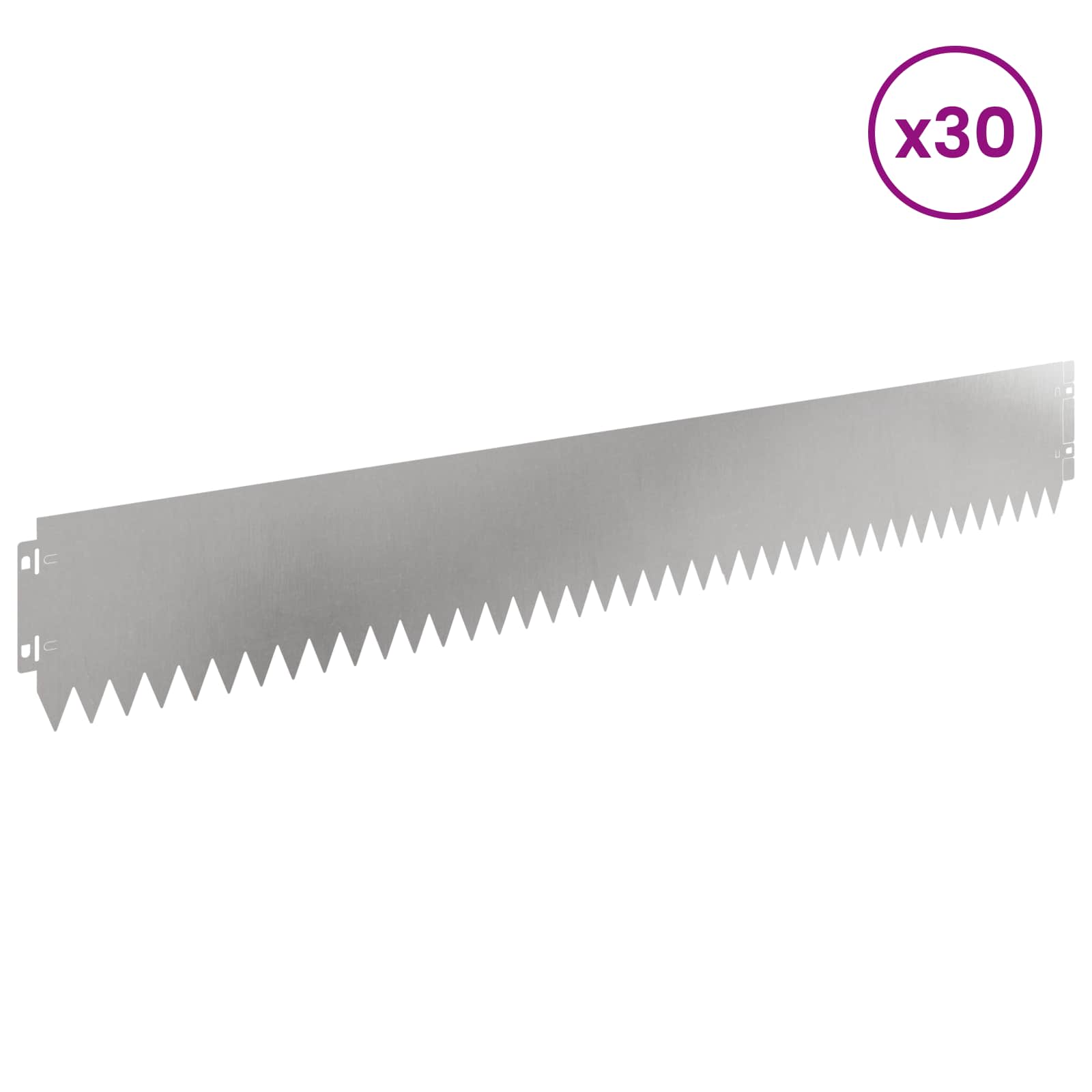 Περίγραμμα γκαζόν 30 pcs 103 x 15 εκ Ατσάλι Ασημί - Pakobazaar