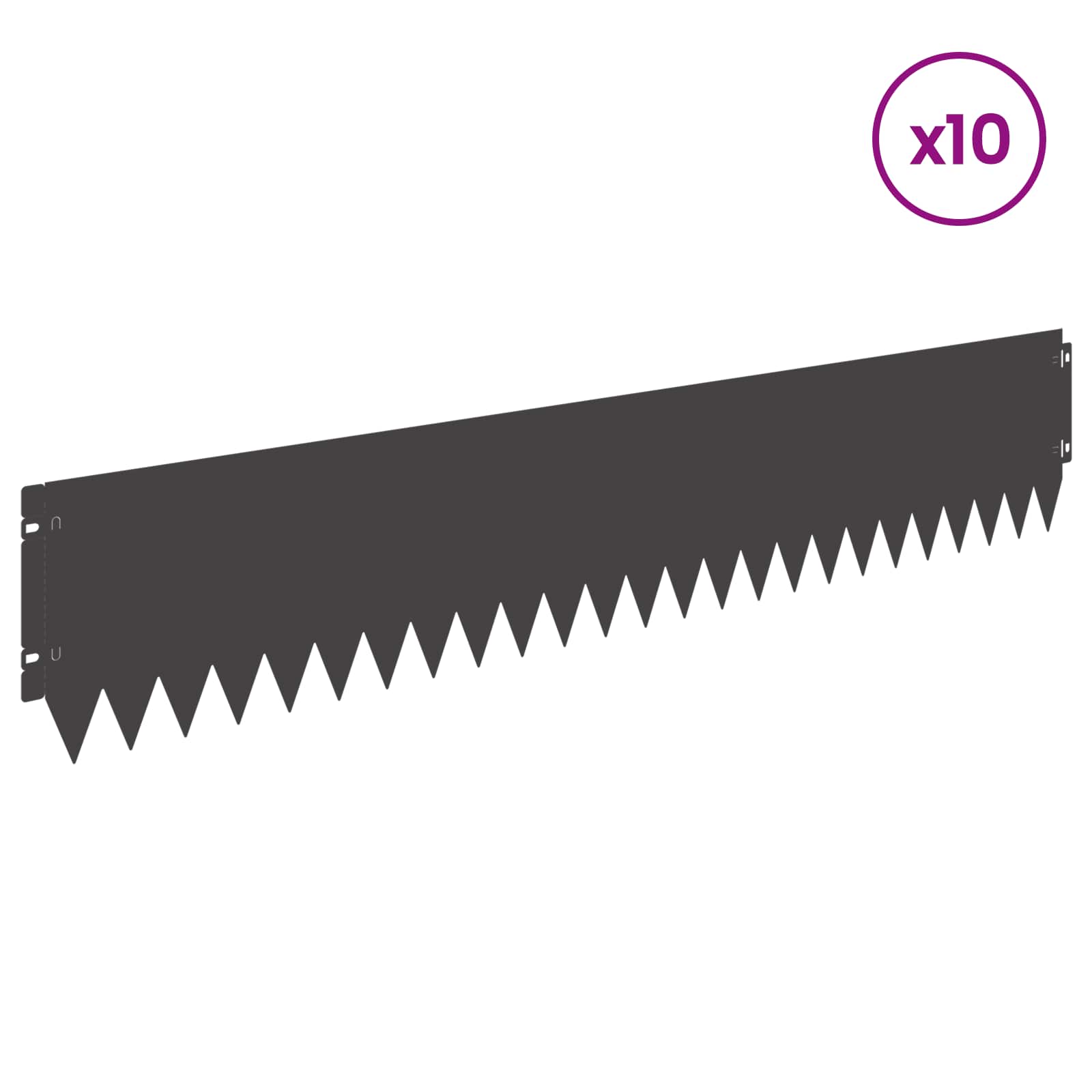 Περίγραμμα γκαζόν 10 pcs 103 x 20 εκ Ατσάλι Μαύρο