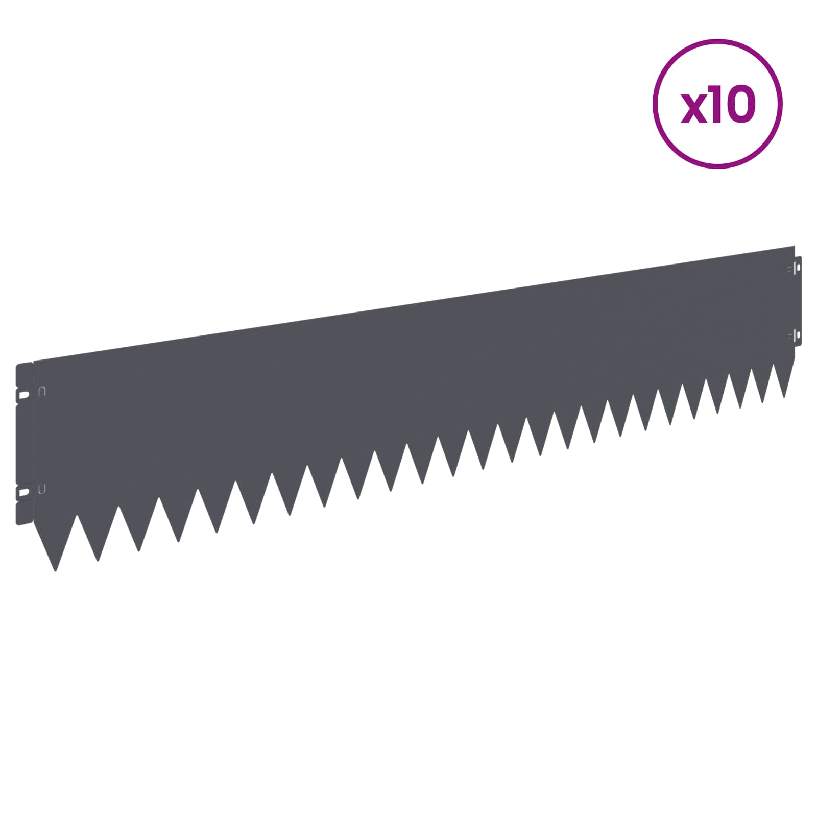 Περίγραμμα γκαζόν 10 pcs 103 x 20 εκ Ατσάλι Ανθρακί