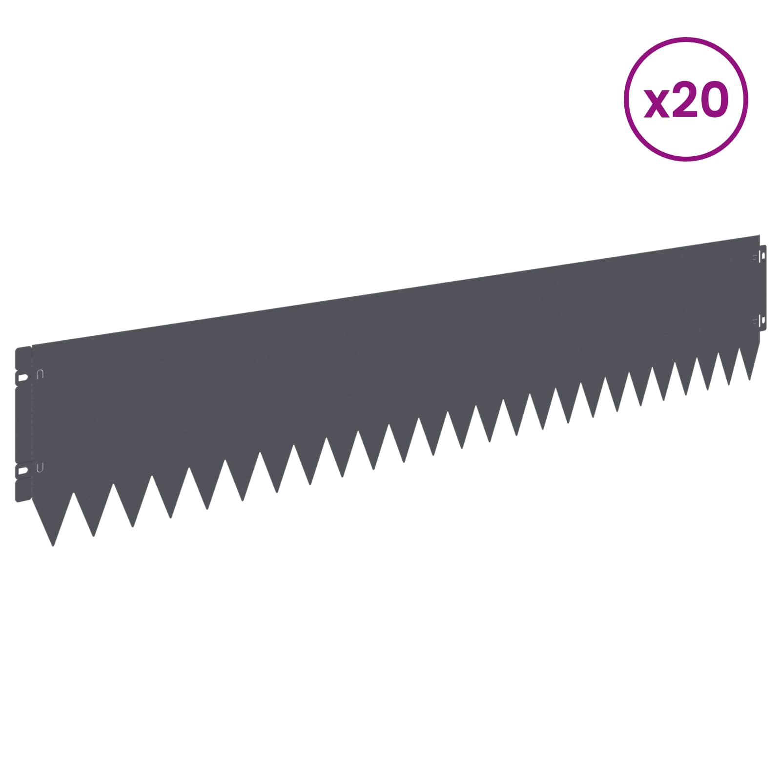 Περίγραμμα γκαζόν 20 pcs 103 x 20 εκ Ατσάλι Ανθρακί