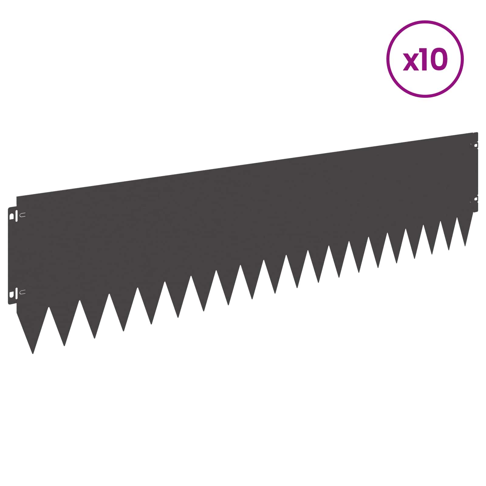 Περίγραμμα γκαζόν 10 pcs 103 x 25 εκ Ατσάλι Μαύρο