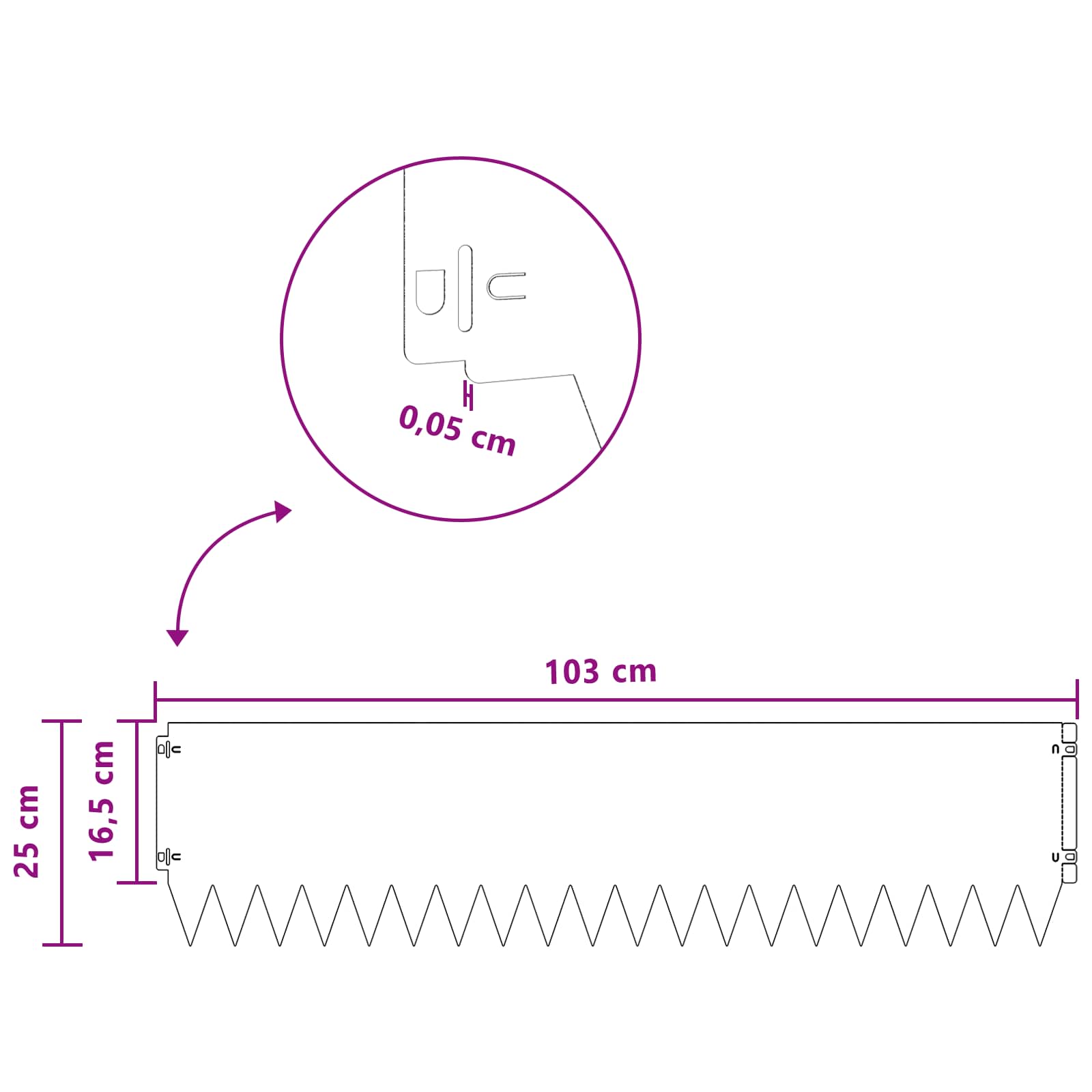 Περίγραμμα γκαζόν 20 pcs 103 x 25 εκ Ατσάλι Μαύρο