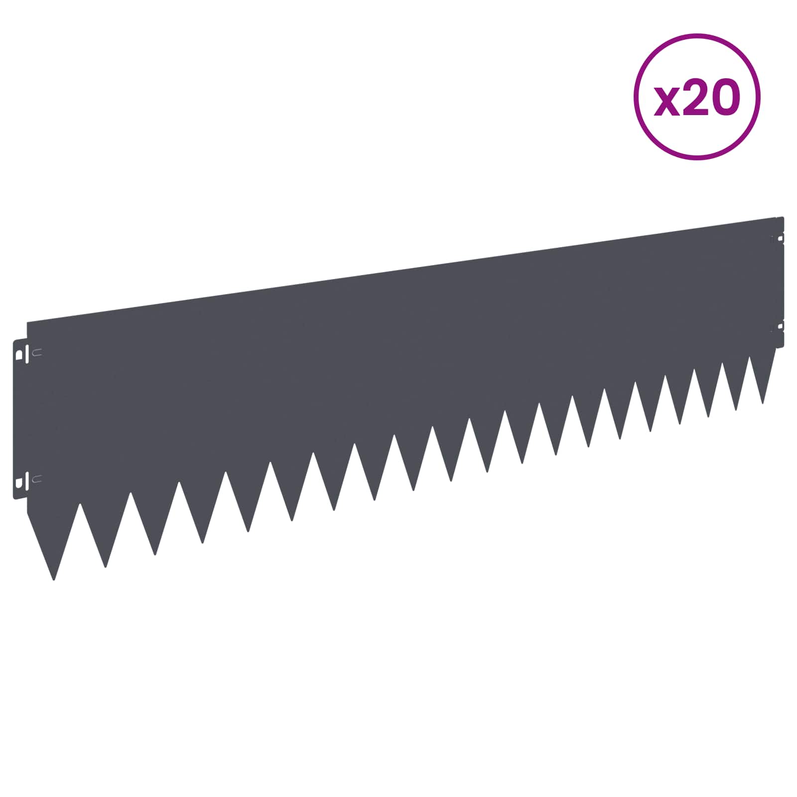 Περίγραμμα γκαζόν 20 pcs 103 x 25 εκ Ατσάλι Ανθρακί - Pakobazaar