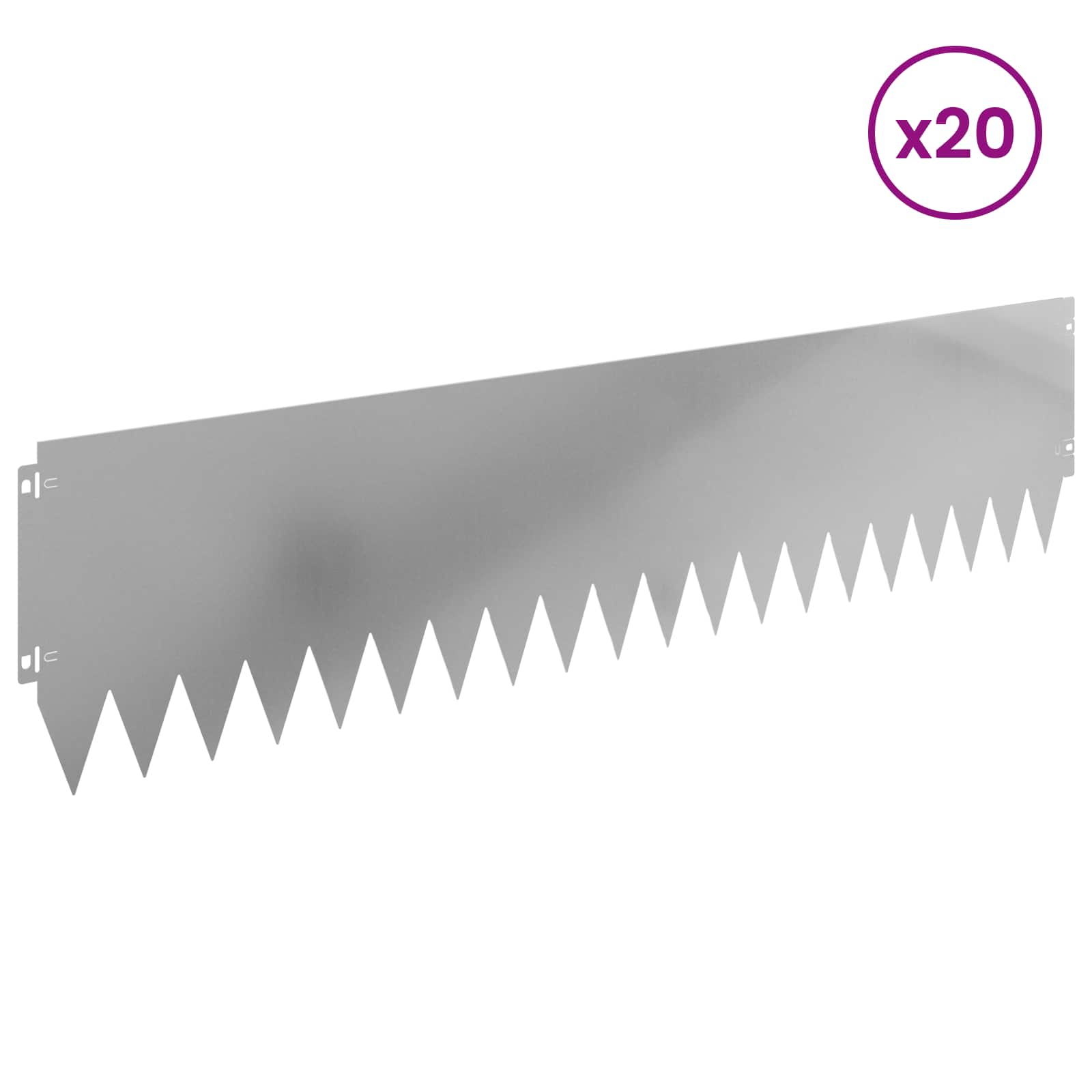 Περίγραμμα γκαζόν 20 pcs 103 x 25 εκ Ατσάλι Ασημί