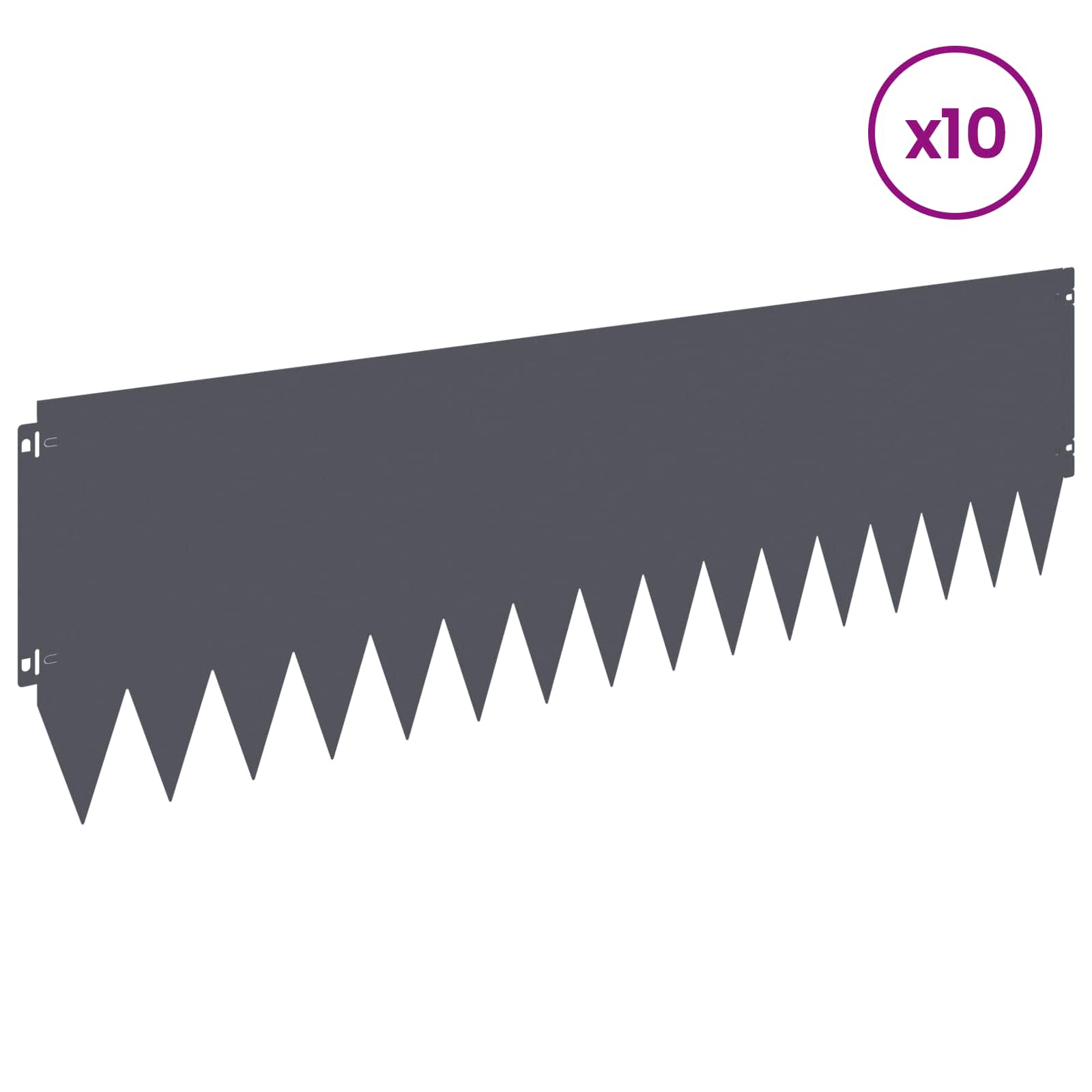 Περίγραμμα γκαζόν 10 pcs 103 x 30 εκατοστά Ατσάλι Ανθρακί - Pakobazaar