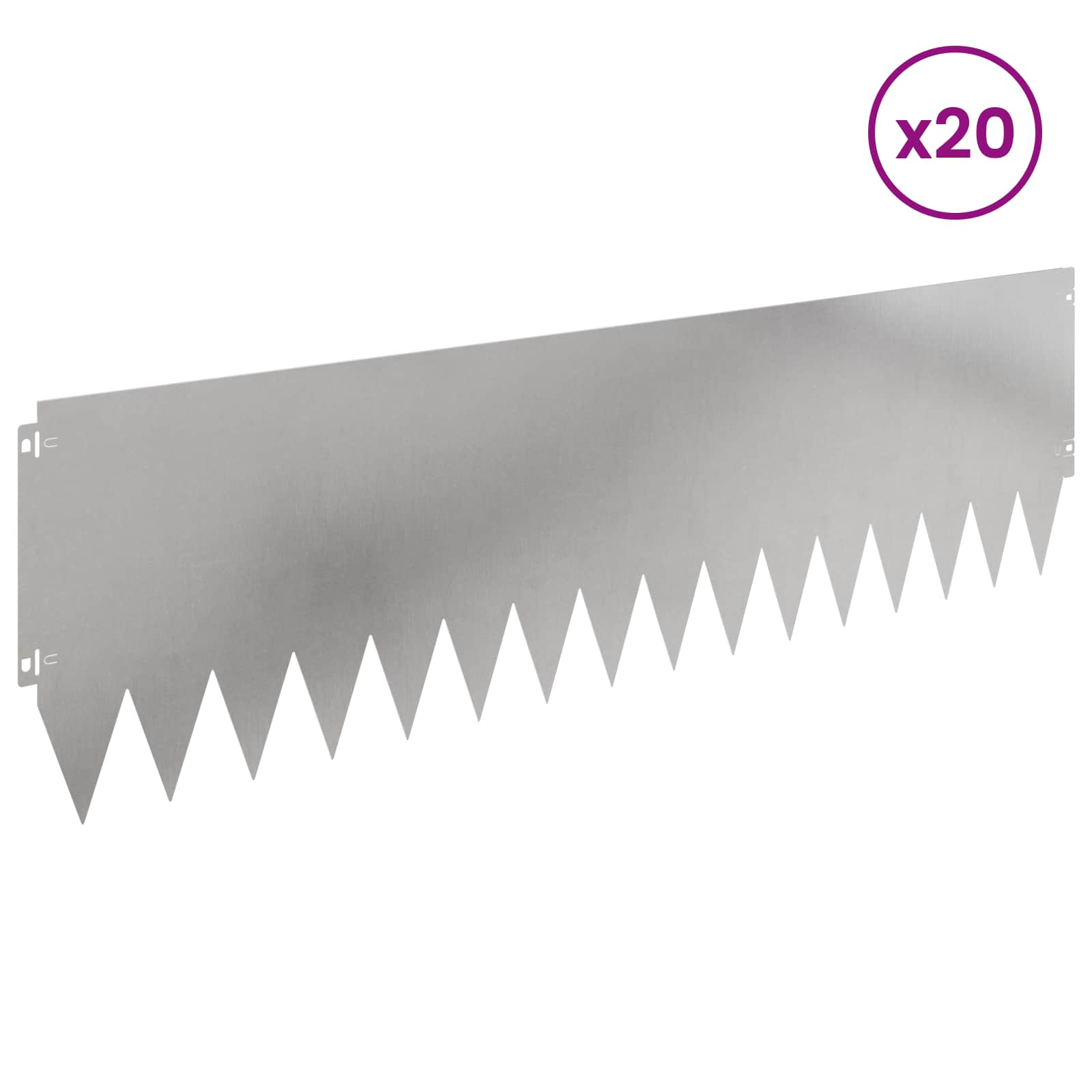 Περίγραμμα γκαζόν 20 pcs 103 x 30 εκατοστά Ατσάλι Ασημί