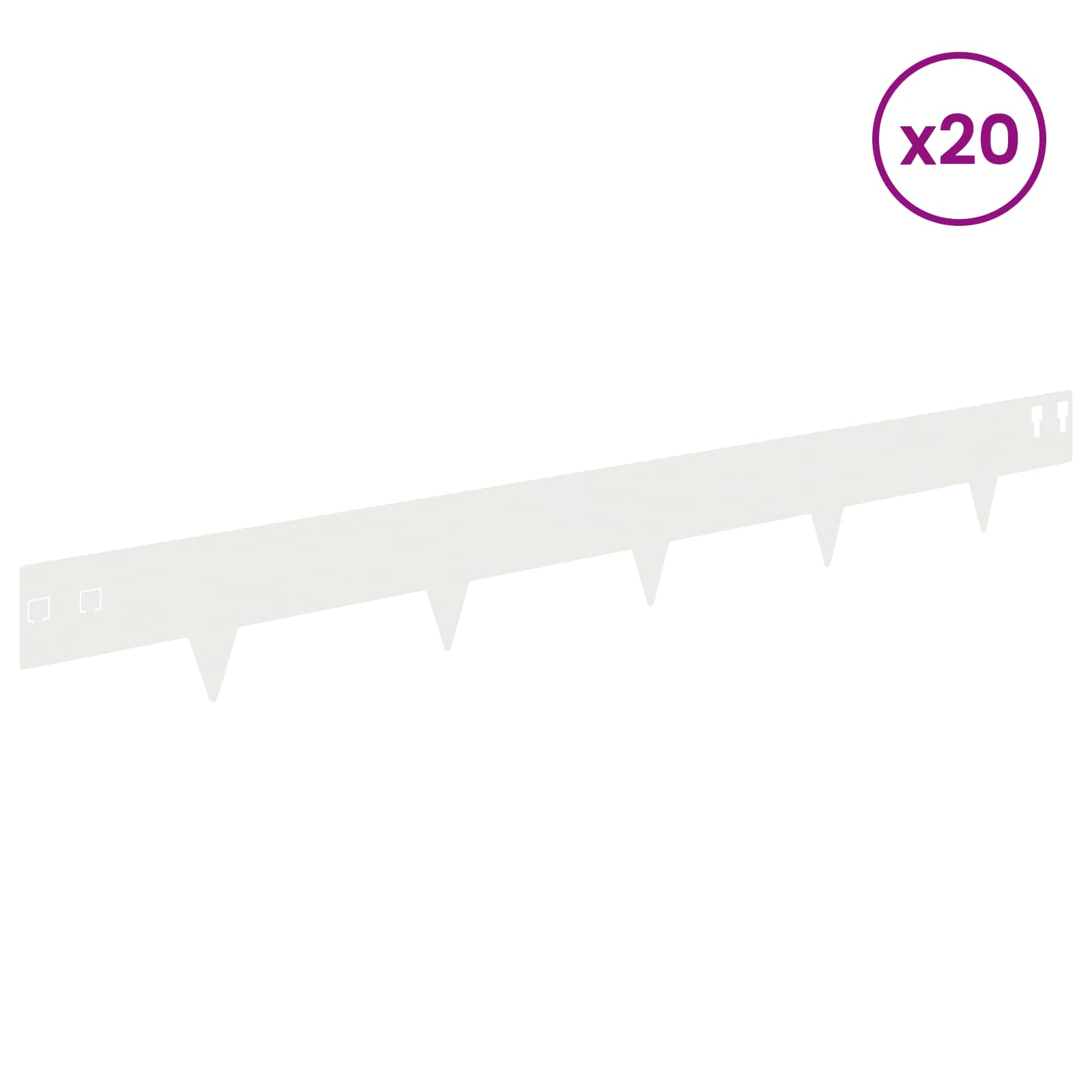 Περίγραμμα γκαζόν 20 pcs 100 x 12 cm Ατσάλι Λευκό