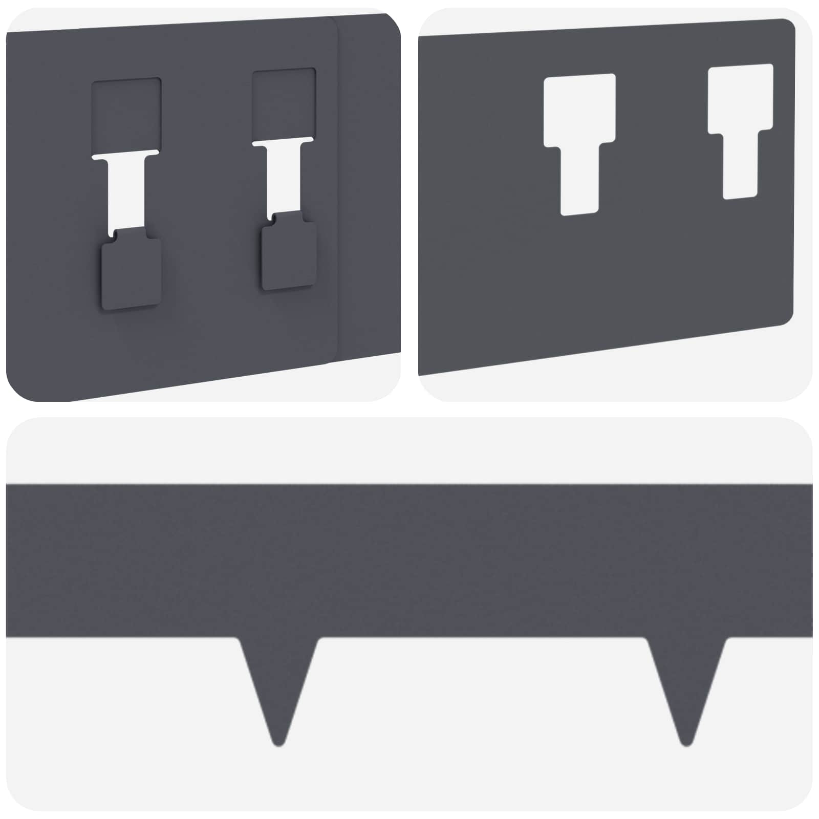 Περίγραμμα γκαζόν 10 pcs 100 x 12 cm Ατσάλι Ανθρακί