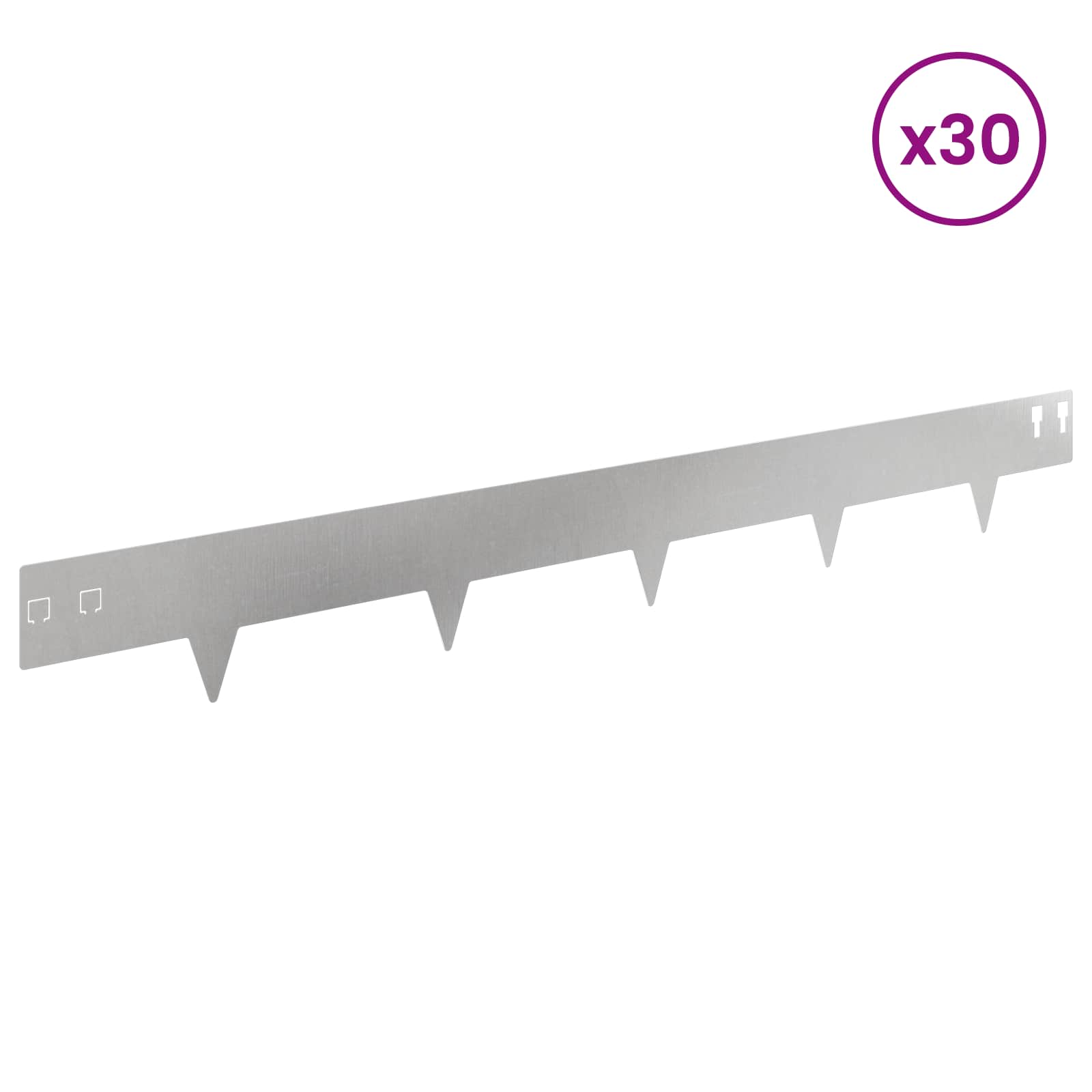 Περίγραμμα γκαζόν 30 pcs 100 x 12 cm Ατσάλι Ασημί