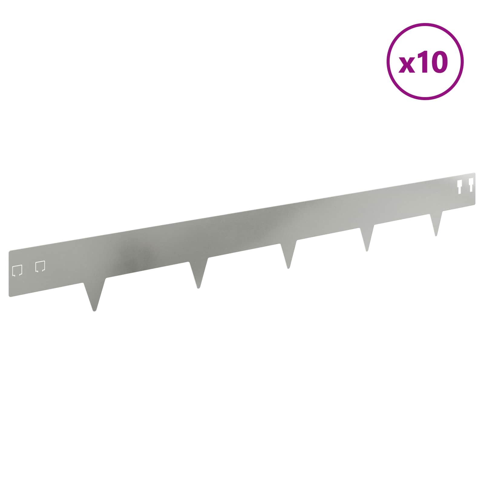 Περίγραμμα γκαζόν 10 pcs 100 x 12 cm Ατσάλι Ασημί