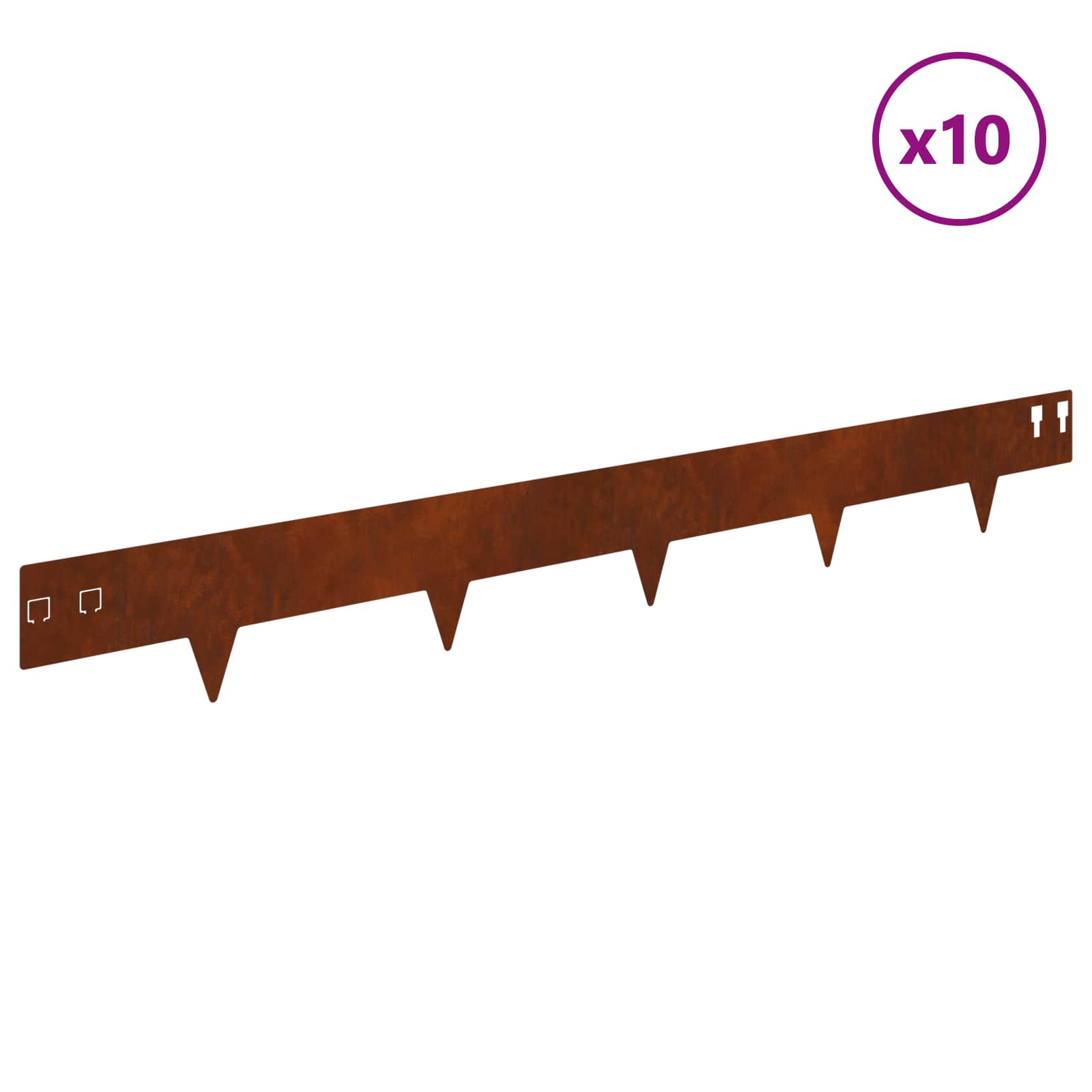 Περίγραμμα γκαζόν 10 pcs 100 x 12 cm Ατσάλι Σκ rusty