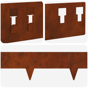 Περίγραμμα γκαζόν 20 pcs 100 x 12 cm Ατσάλι Σκ rusty - Pakobazaar