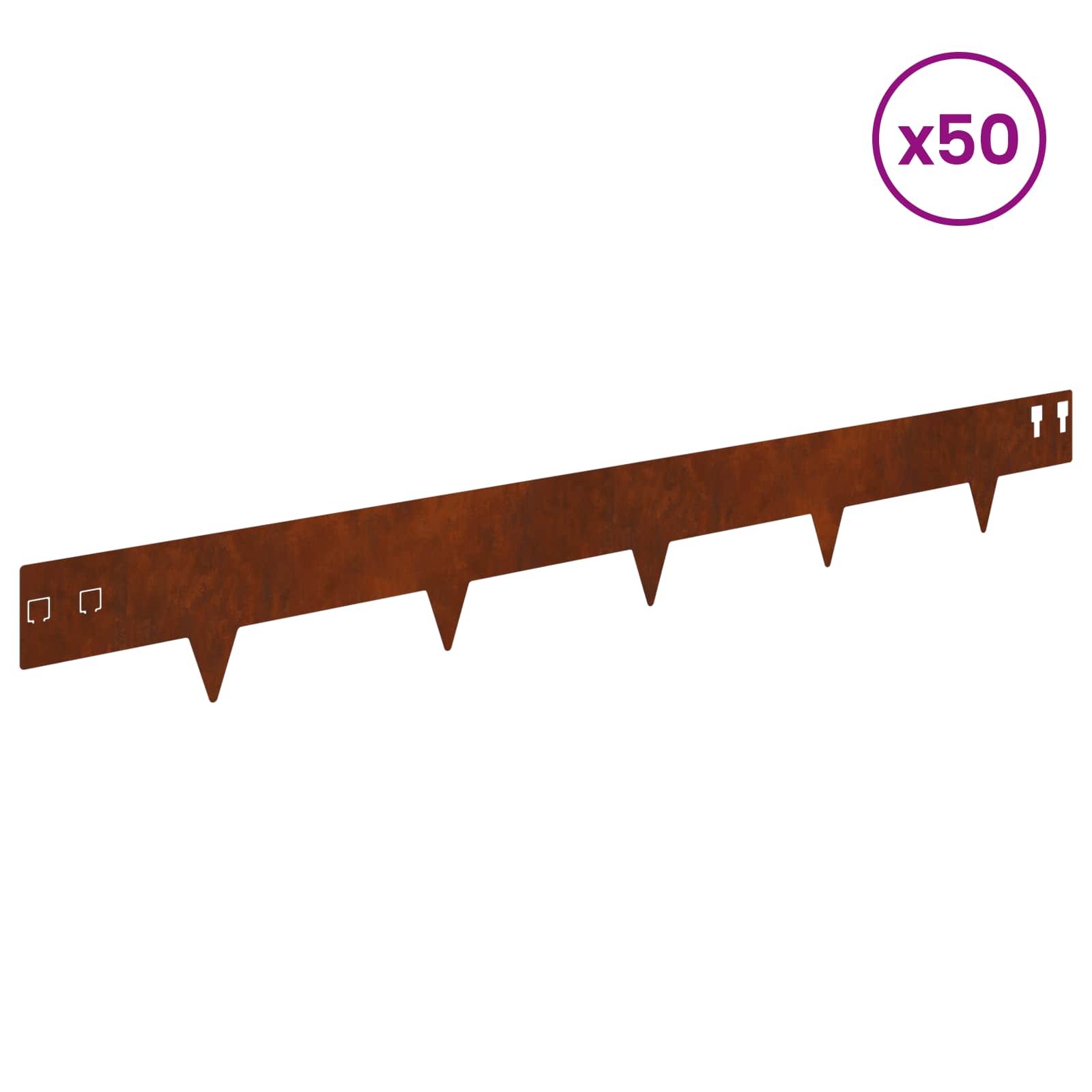 Περίγραμμα γκαζόν 50 pcs 100 x 12 cm Ατσάλι Σκ rusty