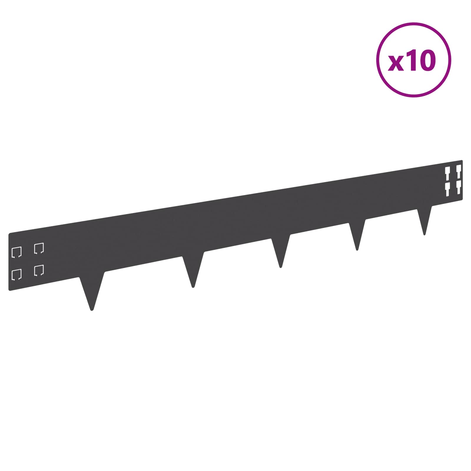 Περίγραμμα γκαζόν 10 pcs 100 x 15 cm Ατσάλι Μαύρο