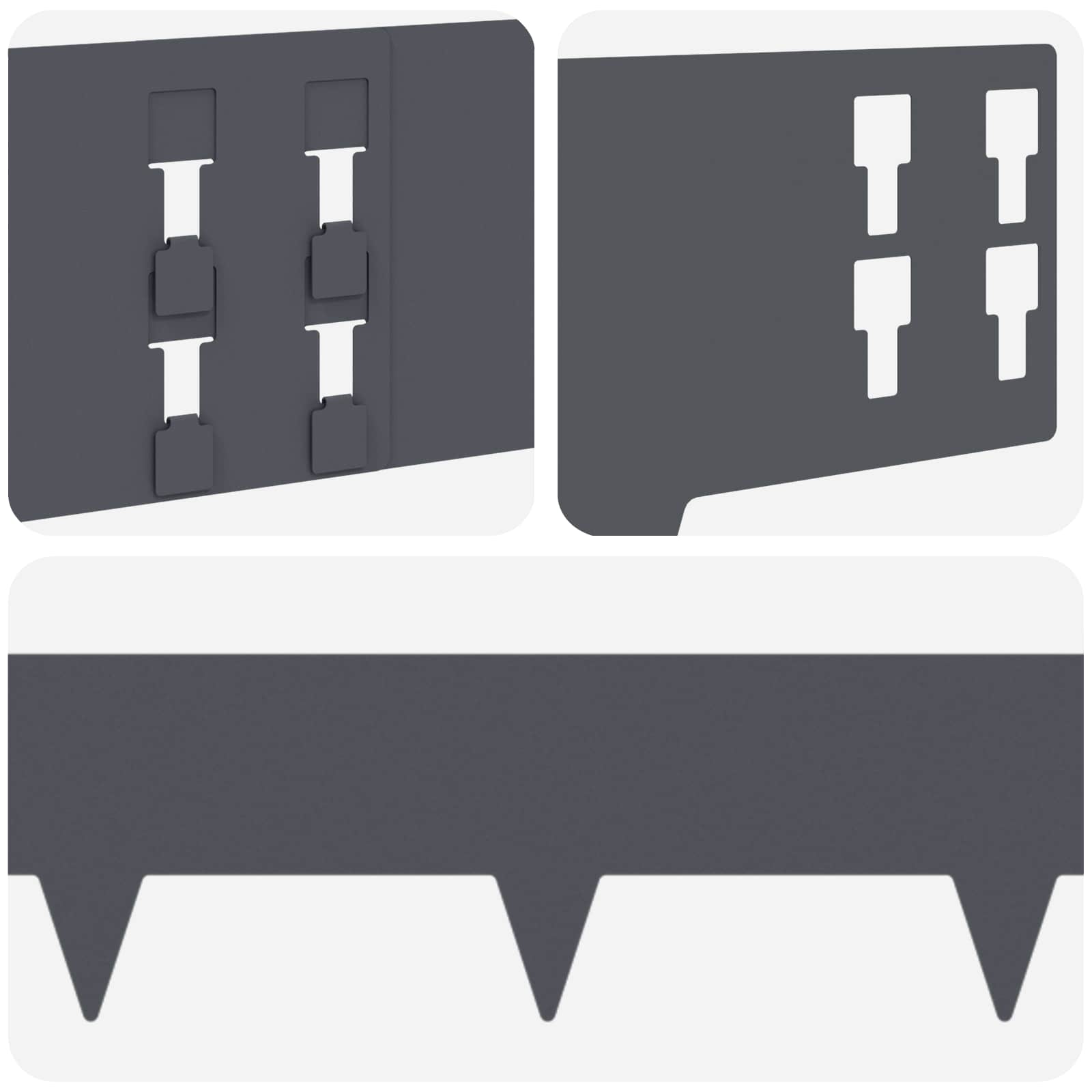 Περίγραμμα γκαζόν 50 pcs 100 x 15 cm Ατσάλι Ανθρακί