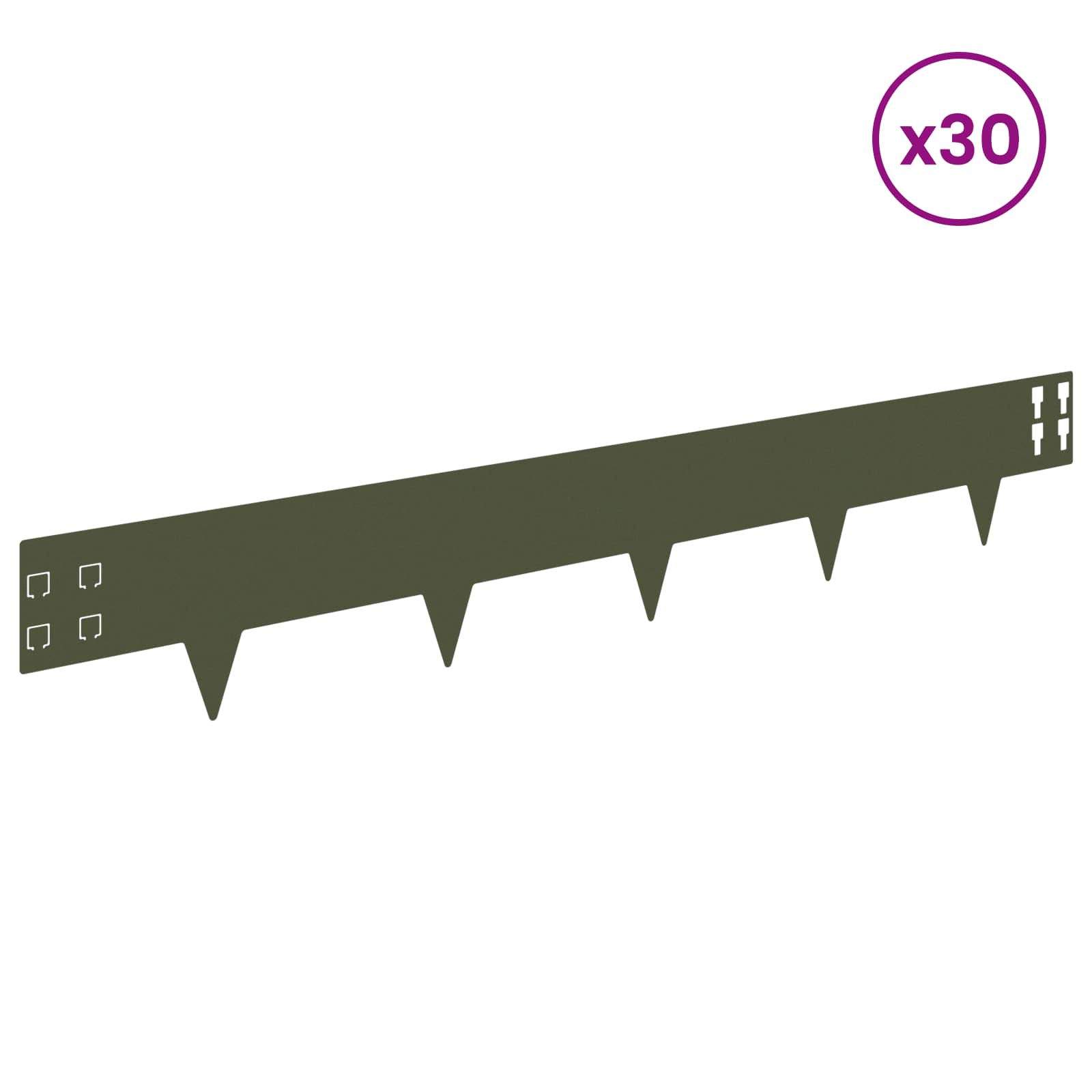 Περίγραμμα γκαζόν 30 pcs 100 x 15 cm Ατσάλι Λαδί