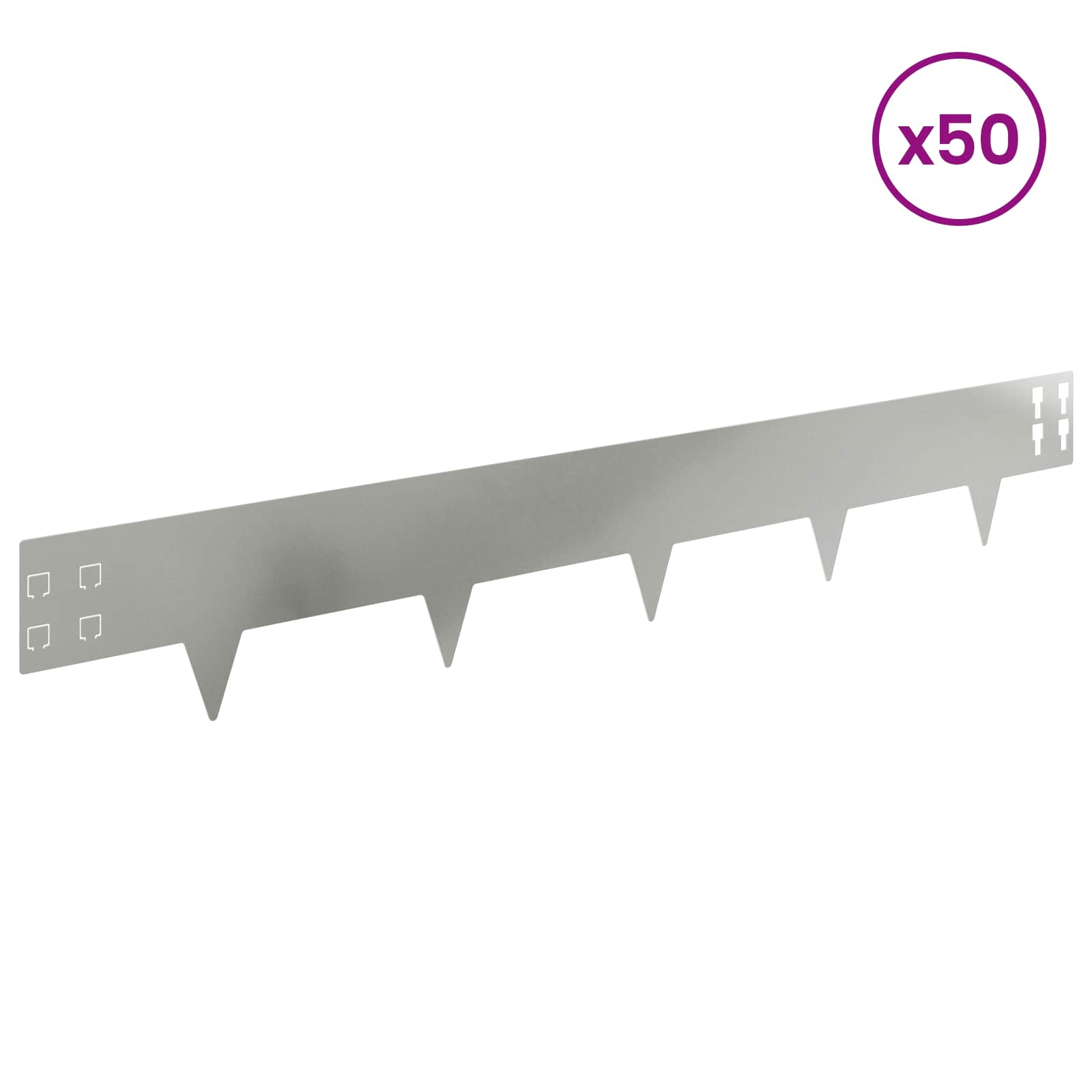Περίγραμμα γκαζόν 50 pcs 100 x 15 cm Ατσάλι Ασημί