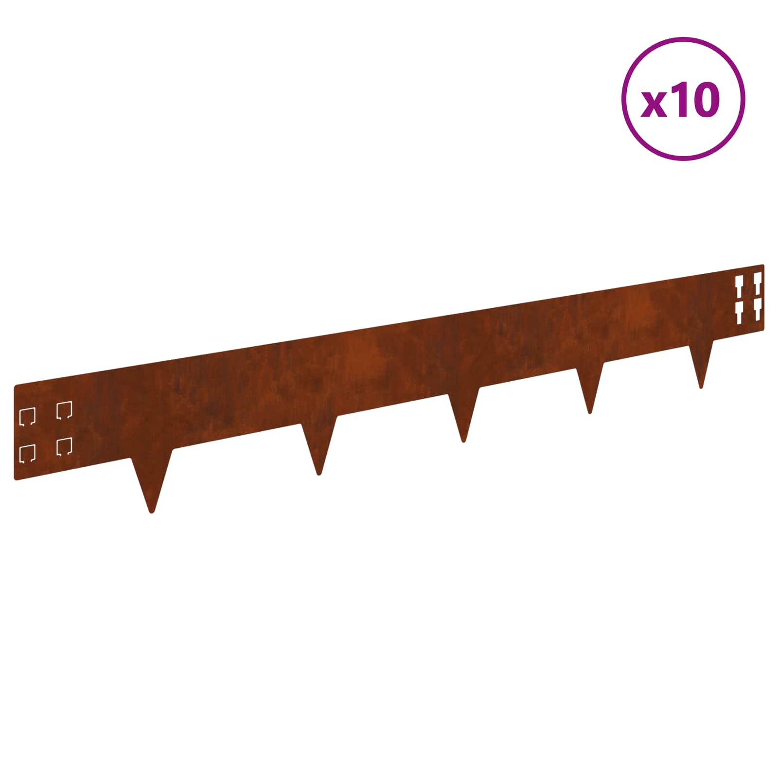 Περίγραμμα γκαζόν 10 pcs 100 x 15 cm Ατσάλι Σκ rusty
