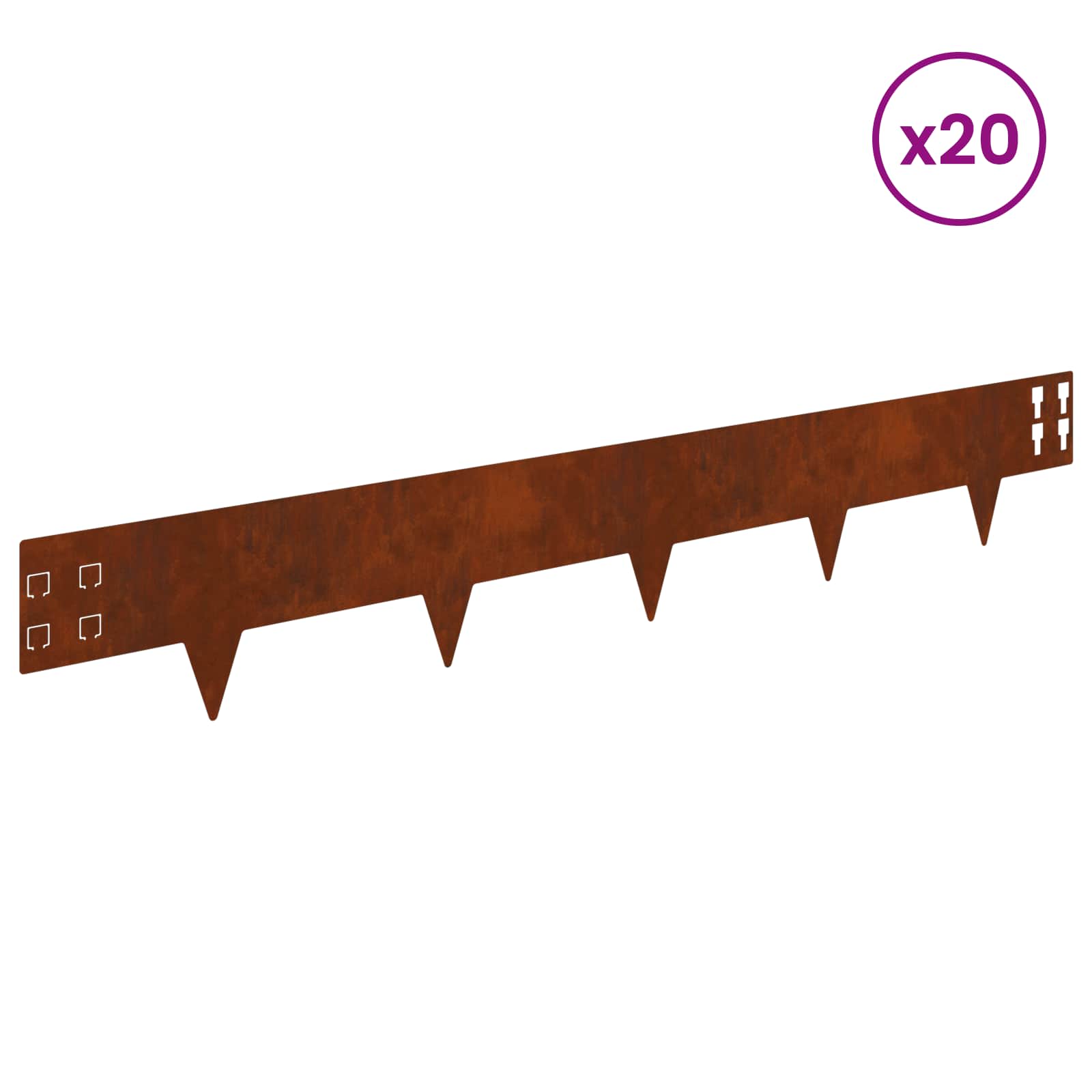 Περίγραμμα γκαζόν 20 pcs 100 x 15 cm Ατσάλι Σκ rusty