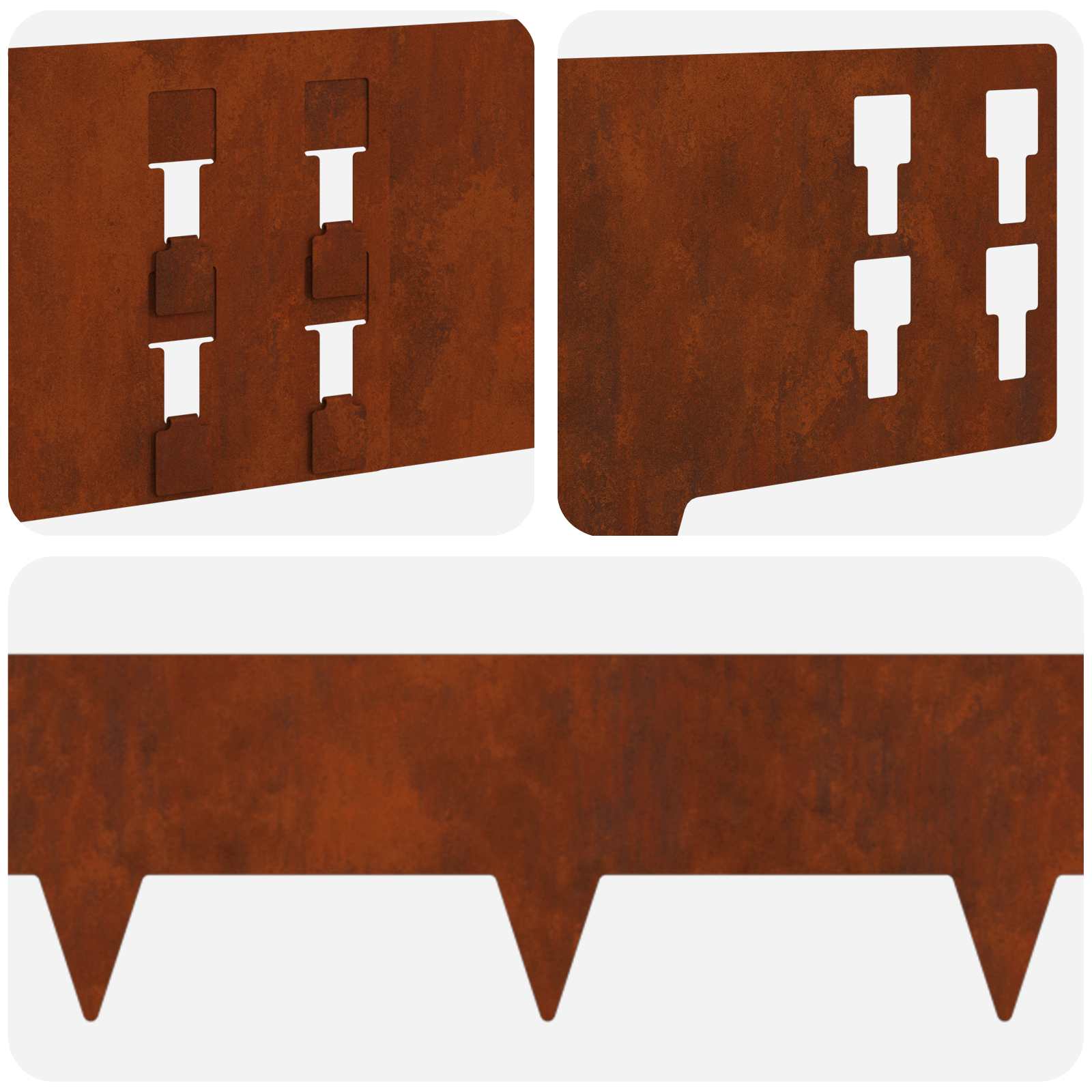 Περίγραμμα γκαζόν 50 pcs 100 x 15 cm Ατσάλι Σκ rusty