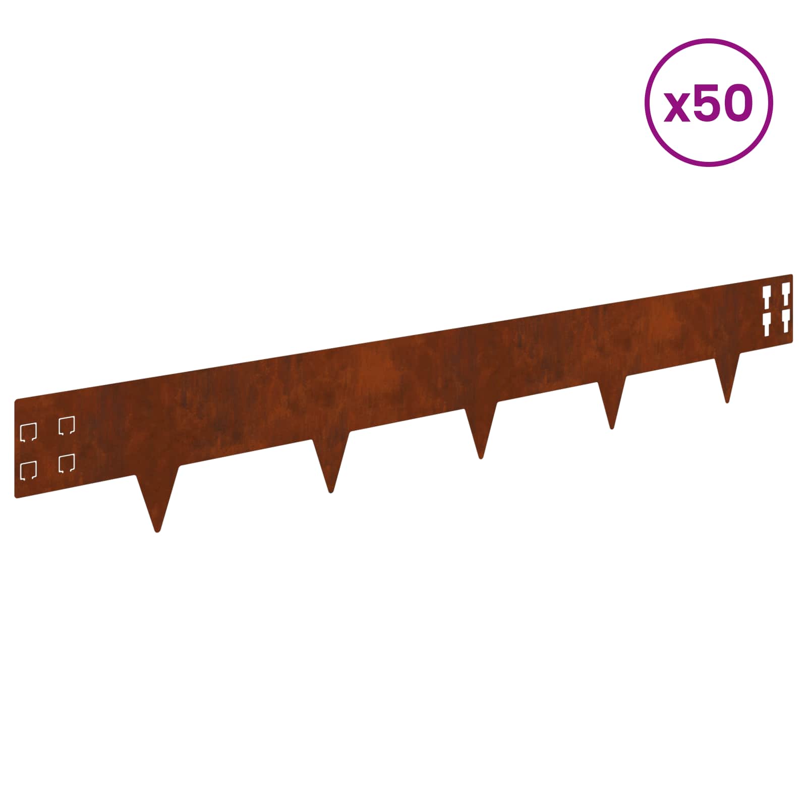 Περίγραμμα γκαζόν 50 pcs 100 x 15 cm Ατσάλι Σκ rusty