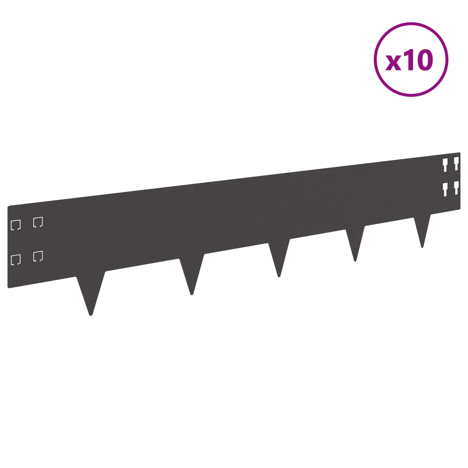 Περίγραμμα γκαζόν 10 pcs 100 x 20 cm Ατσάλι Μαύρο