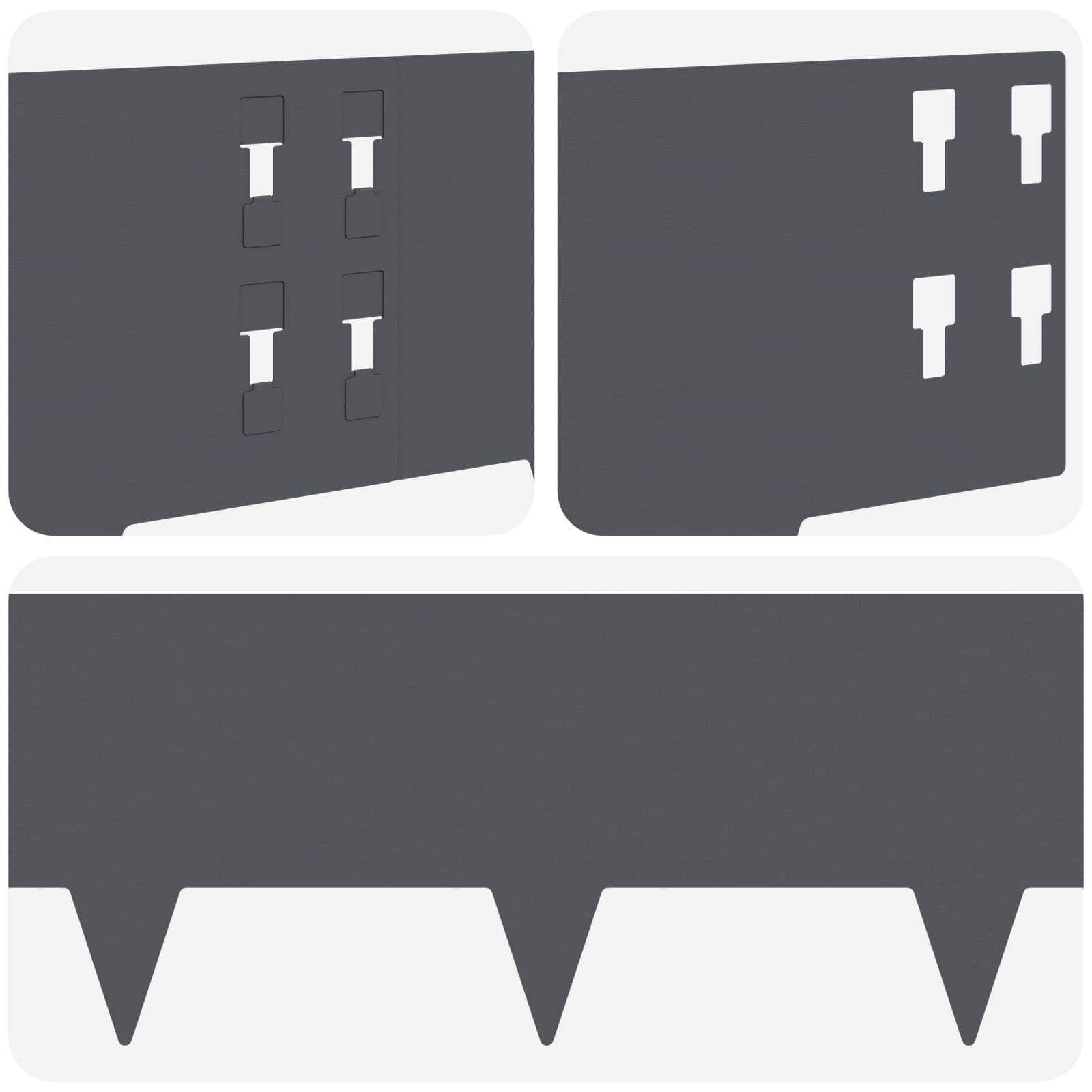 Περίγραμμα γκαζόν 20 pcs 100 x 20 cm Ατσάλι Ανθρακί
