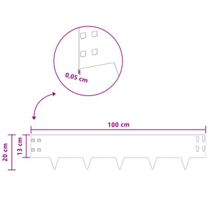 Περίγραμμα γκαζόν 20 pcs 100 x 20 cm Ατσάλι Λαδί - Pakobazaar