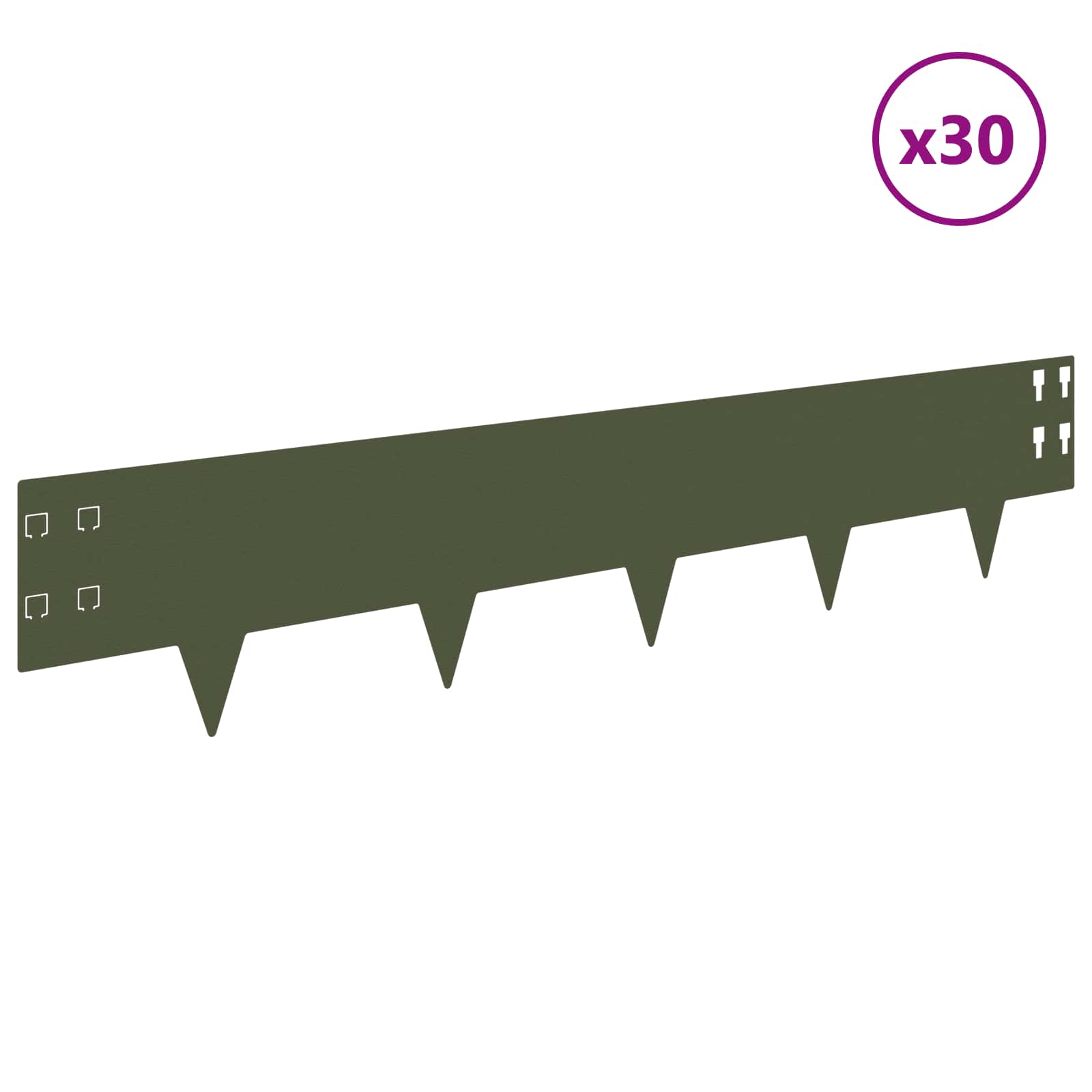 Περίγραμμα γκαζόν 30 pcs 100 x 20 cm Ατσάλι Λαδί