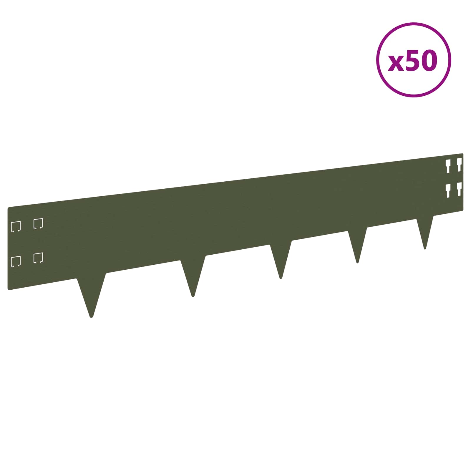 Περίγραμμα γκαζόν 50 pcs 100 x 20 cm Ατσάλι Λαδί