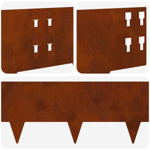 Περίγραμμα γκαζόν 10 pcs 100 x 20 cm Ατσάλι Σκ rusty - Pakobazaar