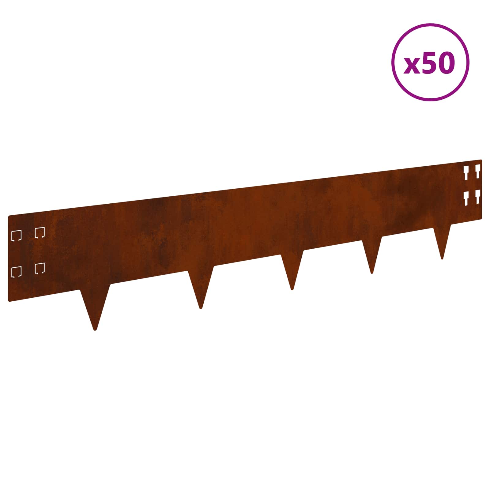 Περίγραμμα γκαζόν 50 pcs 100 x 20 cm Ατσάλι Σκ rusty