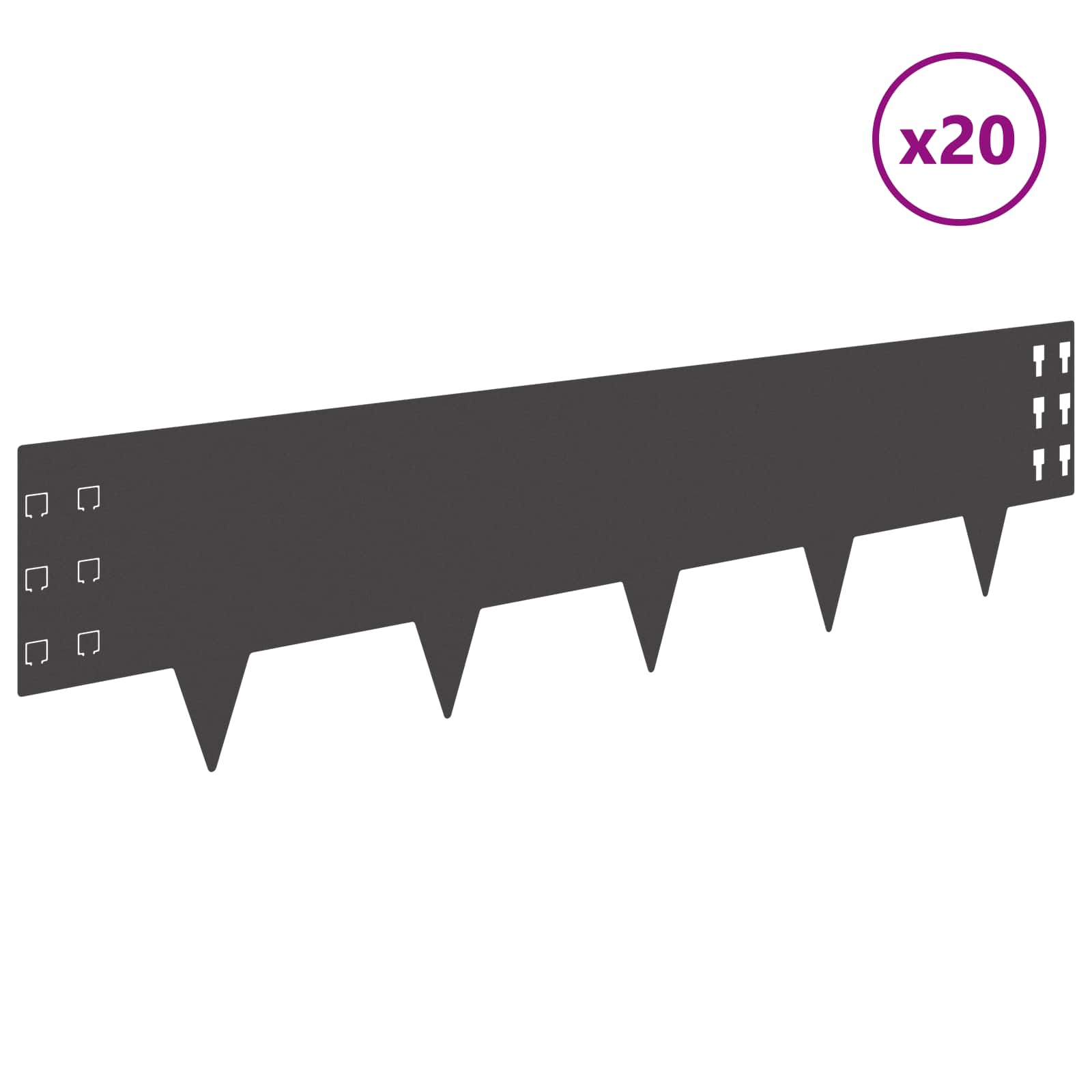 Περίγραμμα γκαζόν 20 pcs 100 x 25 cm Ατσάλι Μαύρο